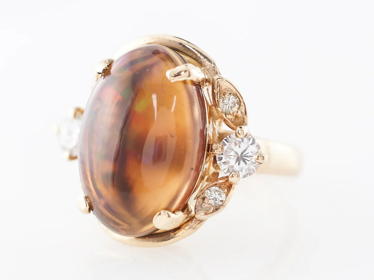 Ethiopian Jelly Opal & Diamond Ring in 18k - Image 2