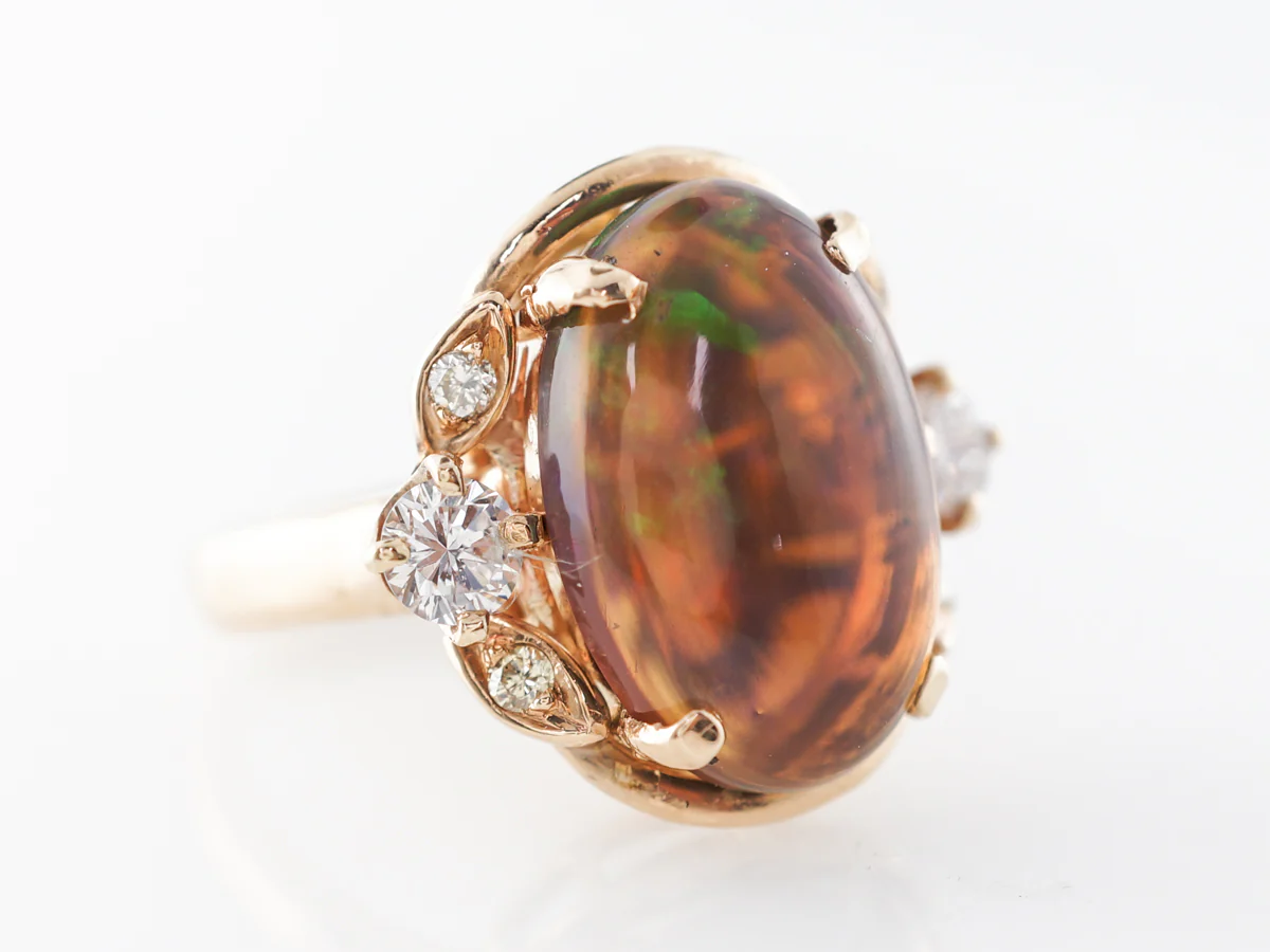 Ethiopian Jelly Opal & Diamond Ring in 18k - Image 3