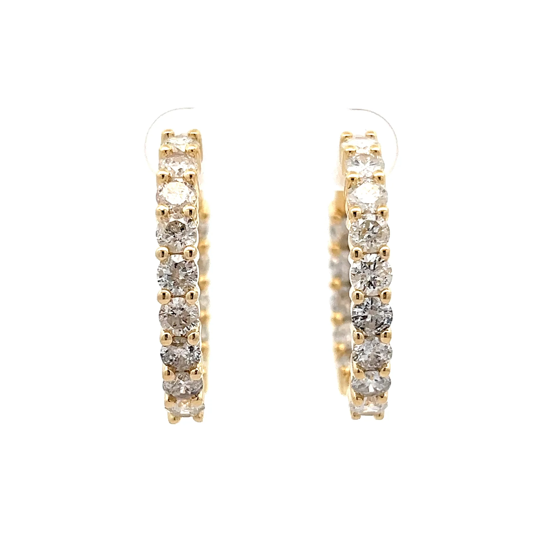5 Carat Diamond Hoop Earrings in 14k Yellow Gold