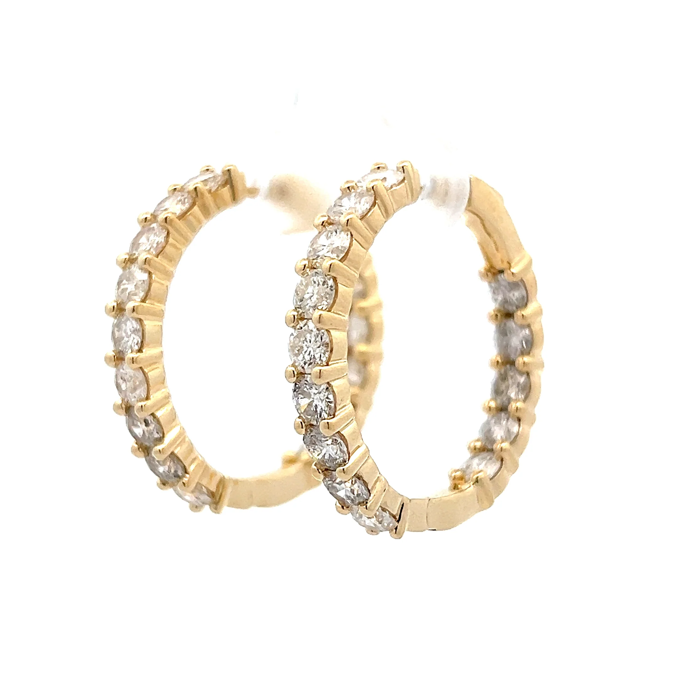 5 Carat Diamond Hoop Earrings in 14k Yellow Gold - Image 2