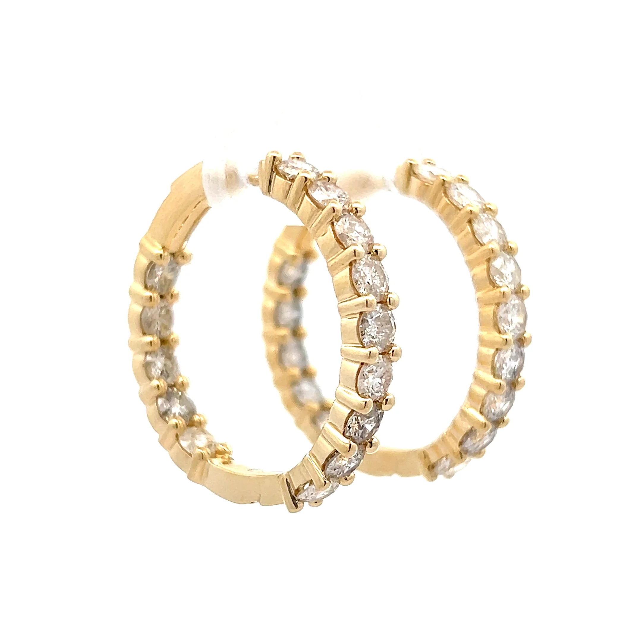 5 Carat Diamond Hoop Earrings in 14k Yellow Gold - Image 3
