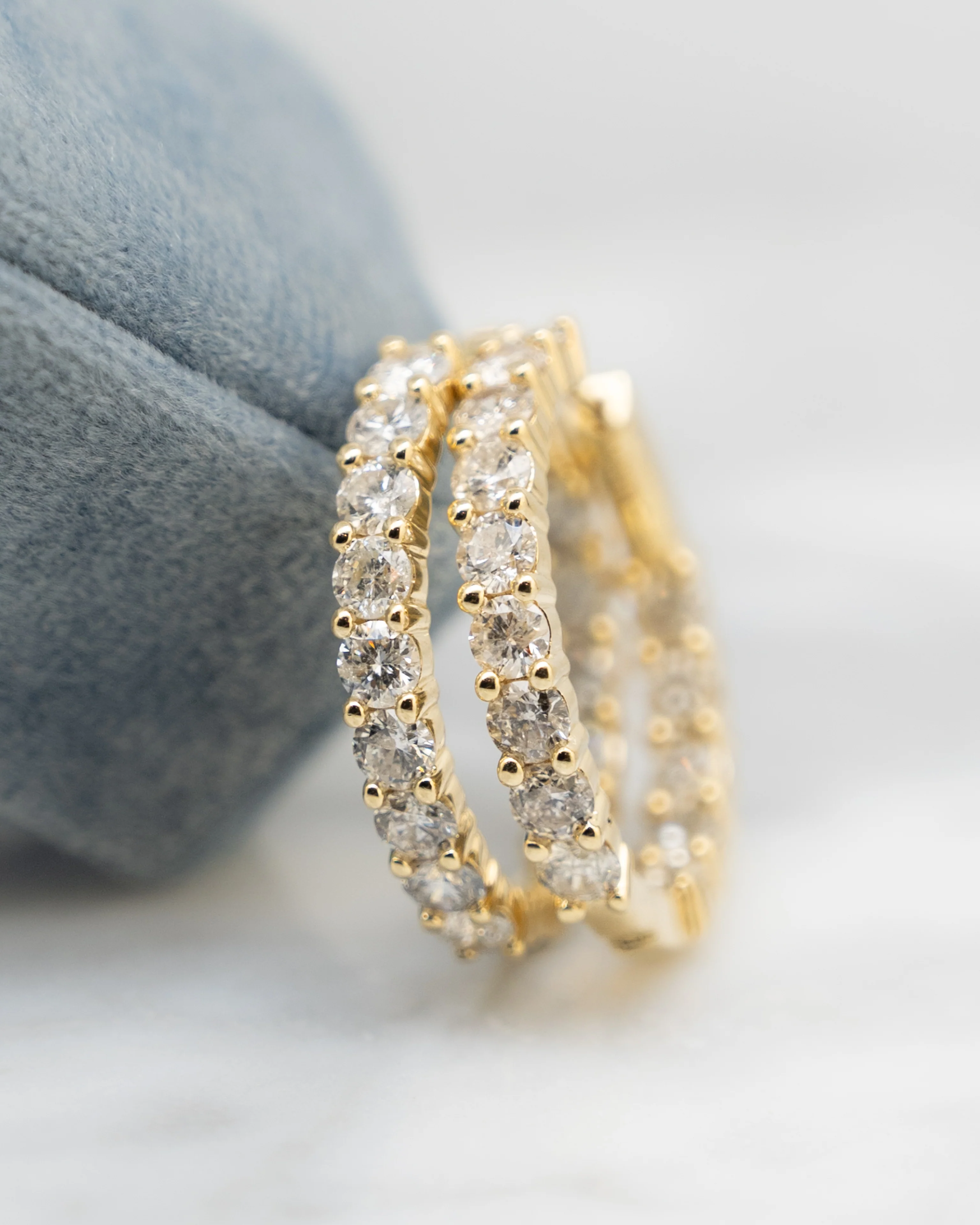 5 Carat Diamond Hoop Earrings in 14k Yellow Gold - Image 4