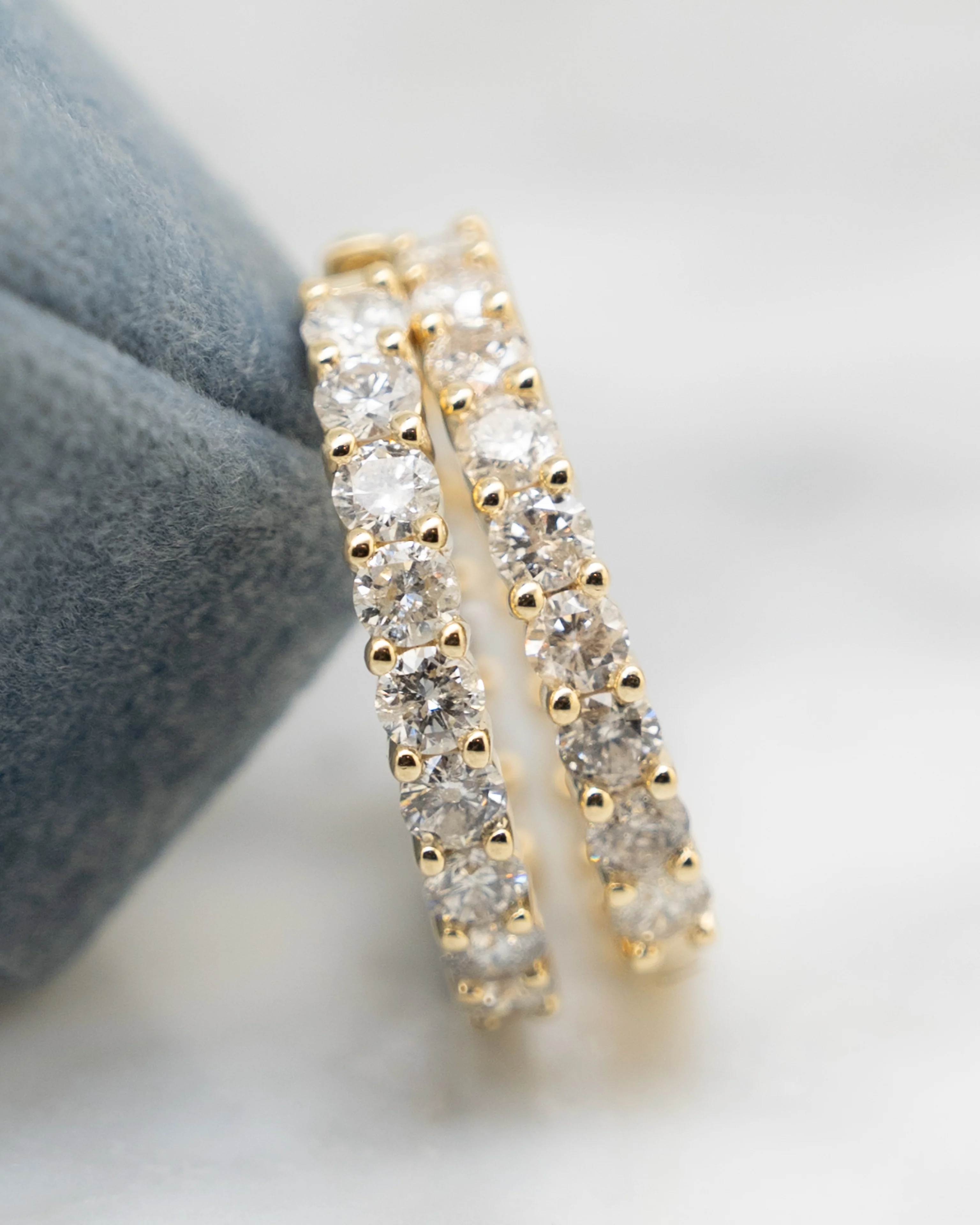 5 Carat Diamond Hoop Earrings in 14k Yellow Gold - Image 5