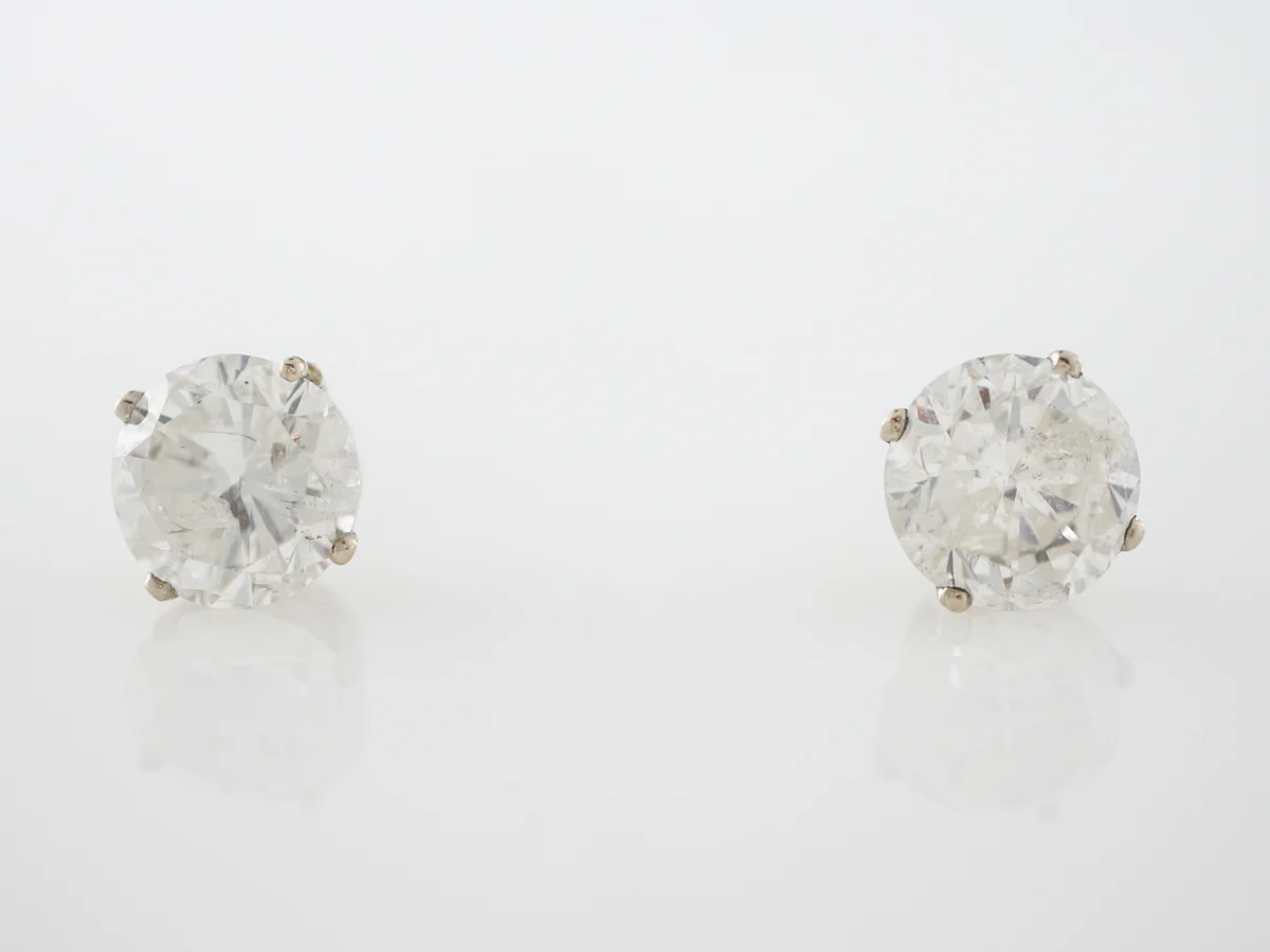 5 Carat Diamond Stud Earrings in 14k White Gold