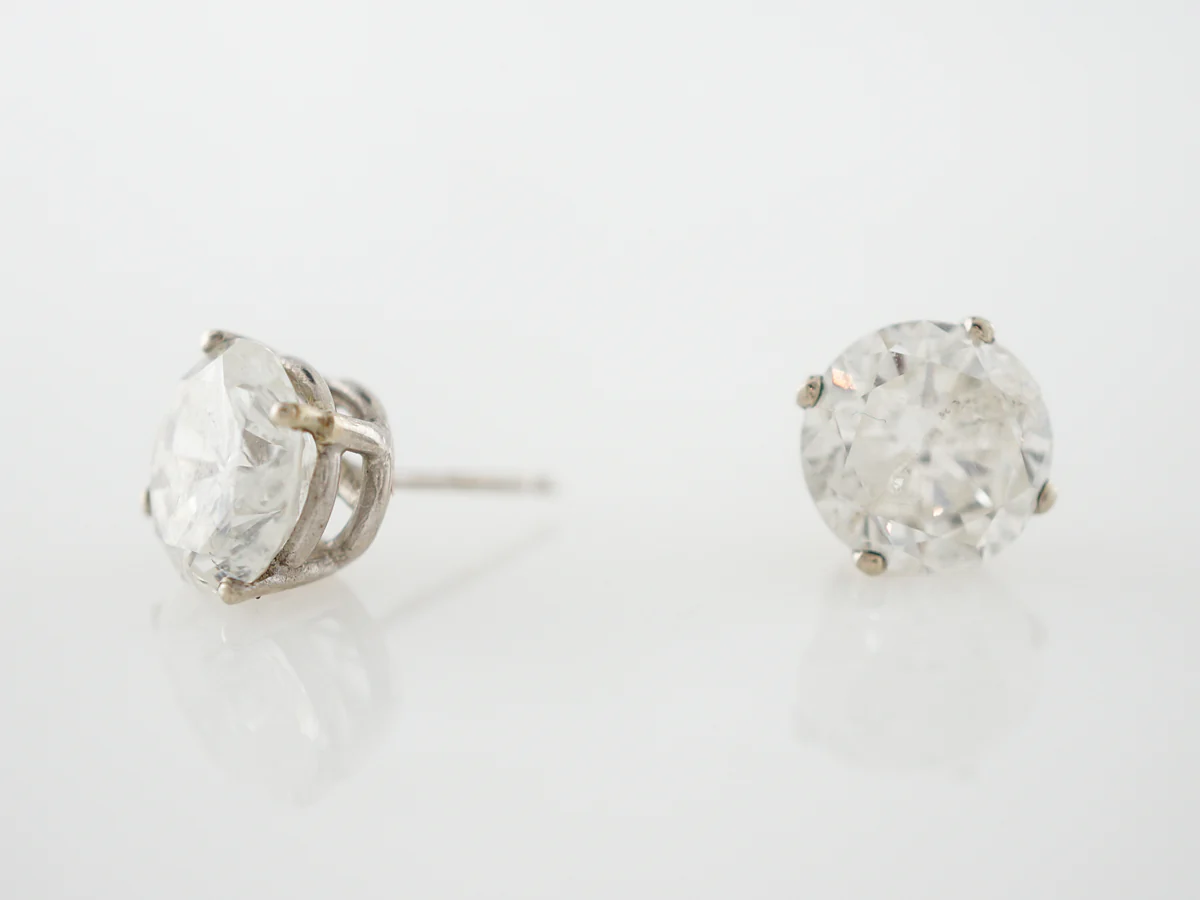 5 Carat Diamond Stud Earrings in 14k White Gold - Image 2
