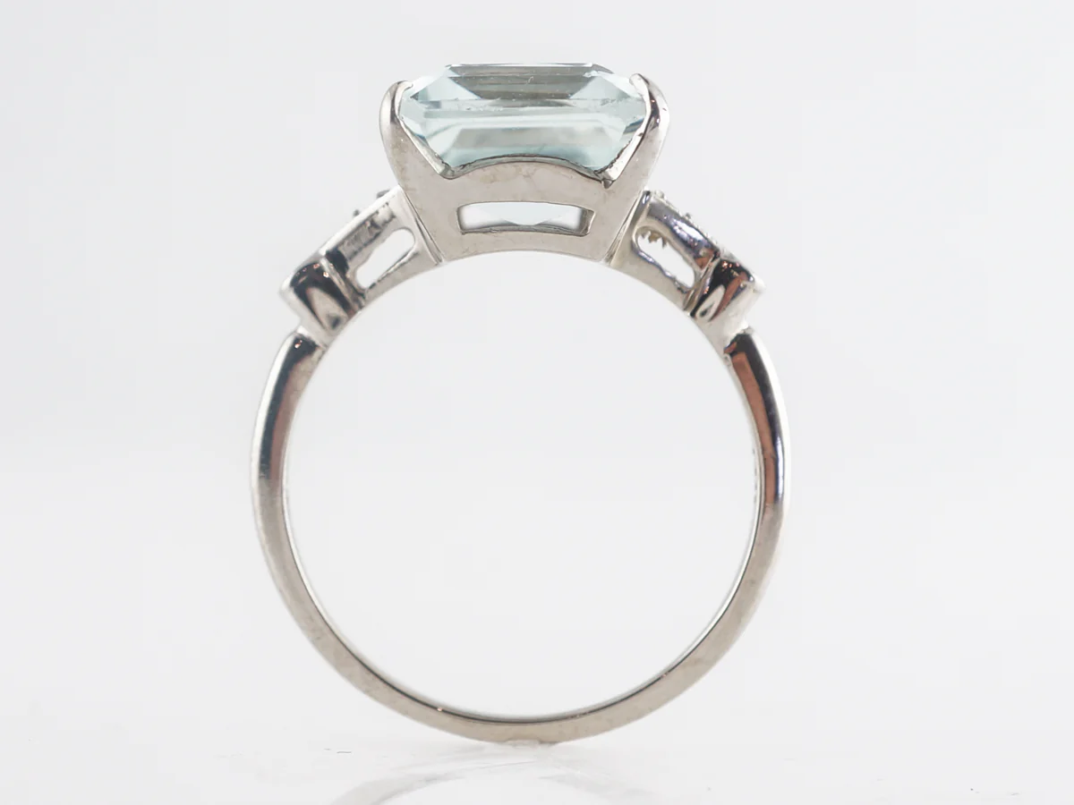 5 Carat Emerald Cut Aquamarine w/ Diamonds in 14k White Gold - Image 4