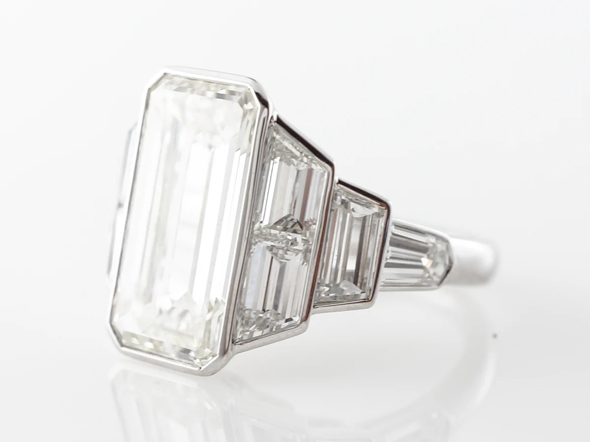5 Carat Emerald Cut Diamond Engagement Ring in Platinum - Image 2