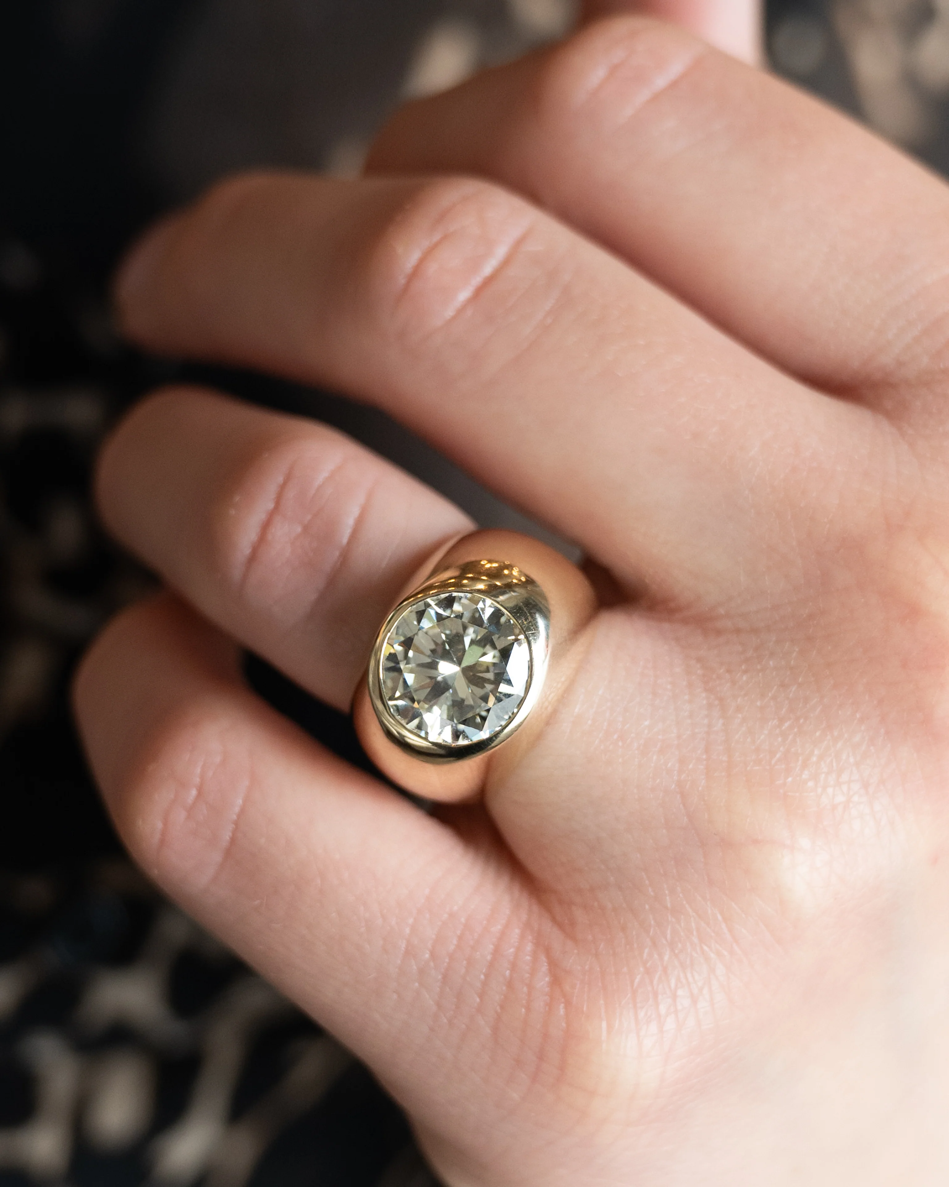 5 Carat Flush Set Diamond Engagement Ring in 14k - Image 7