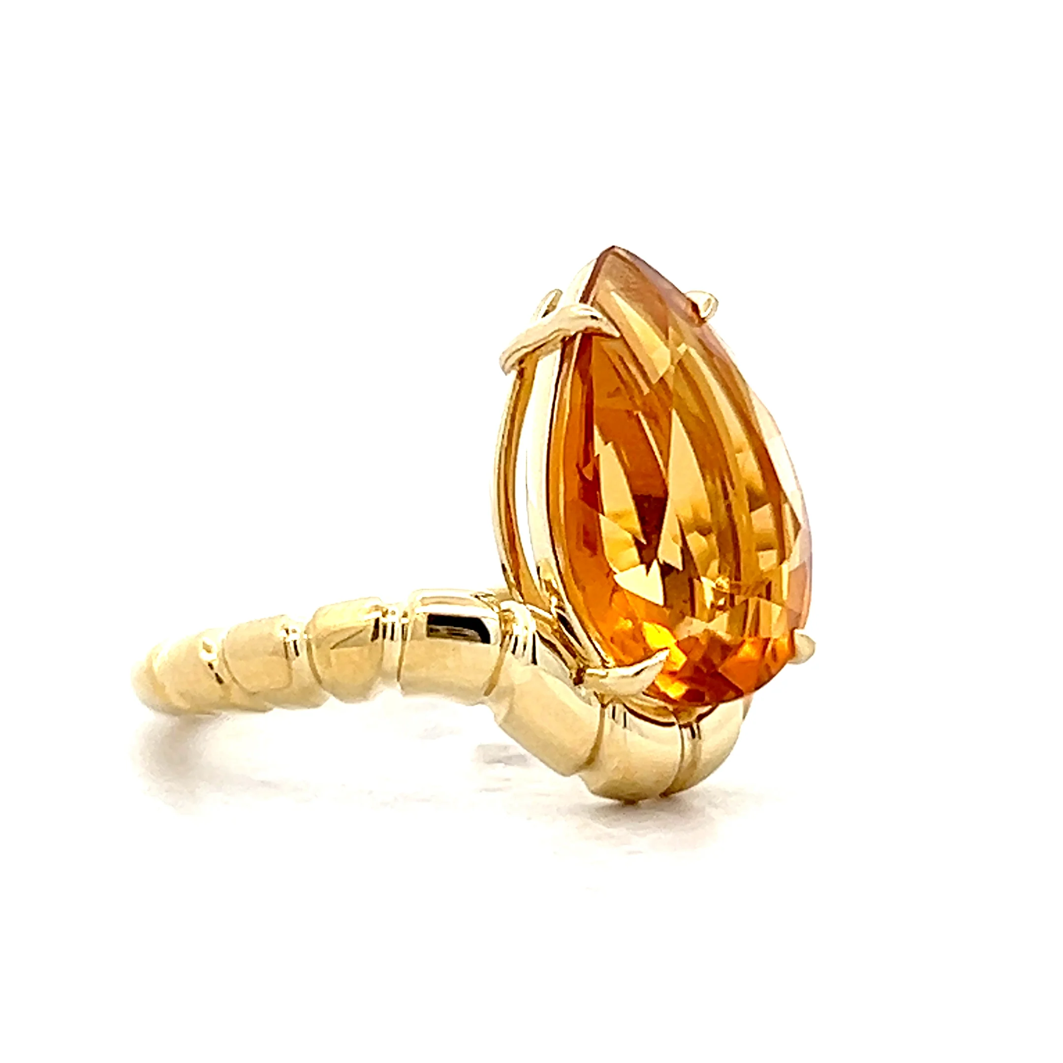 5 Carat Pear Cut Citrine Cocktail Ring in 18k - Image 3