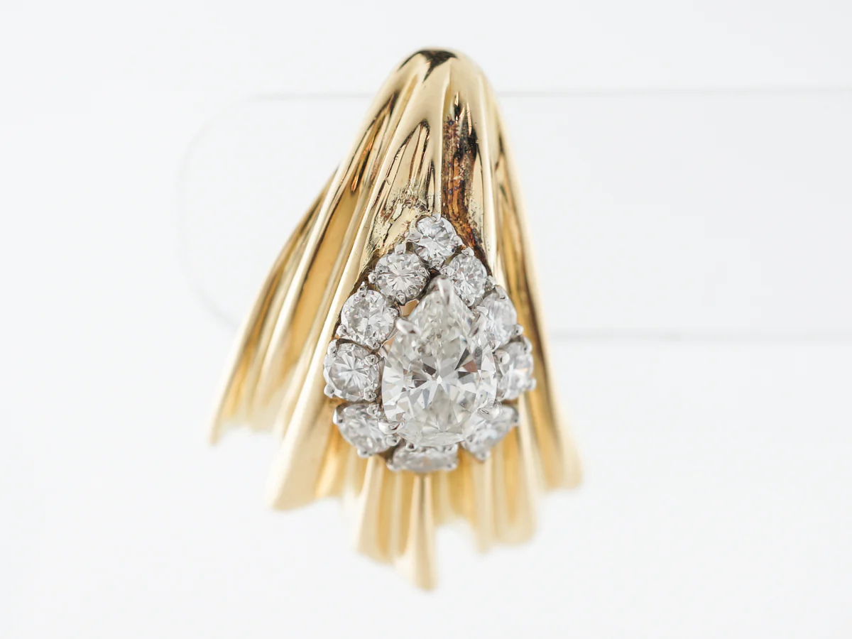 5 Carat Retro Diamond Earrings in 14 Yellow Gold & Platinum - Image 3