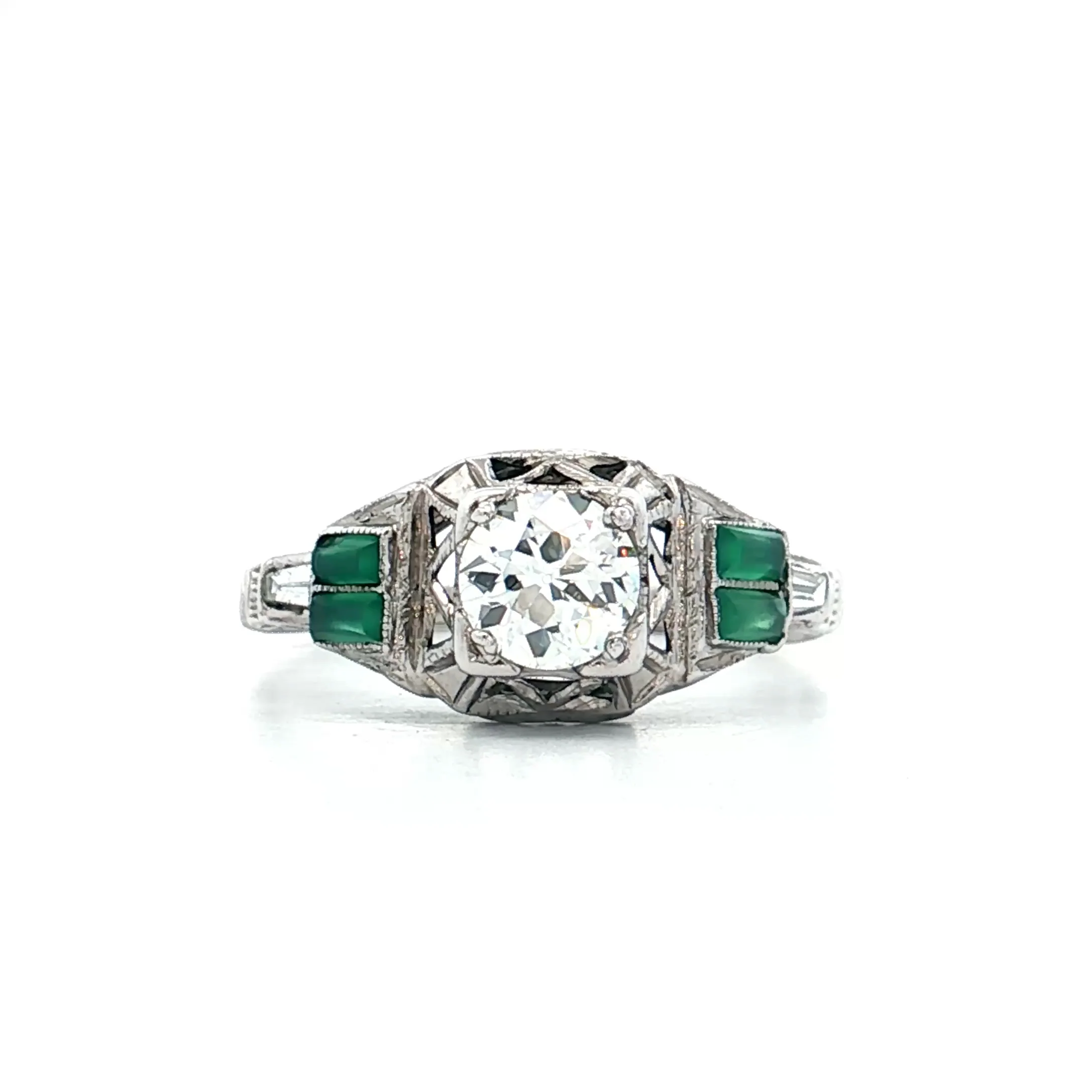 .50 Antique Art Deco Diamond Engagement Ring 18k