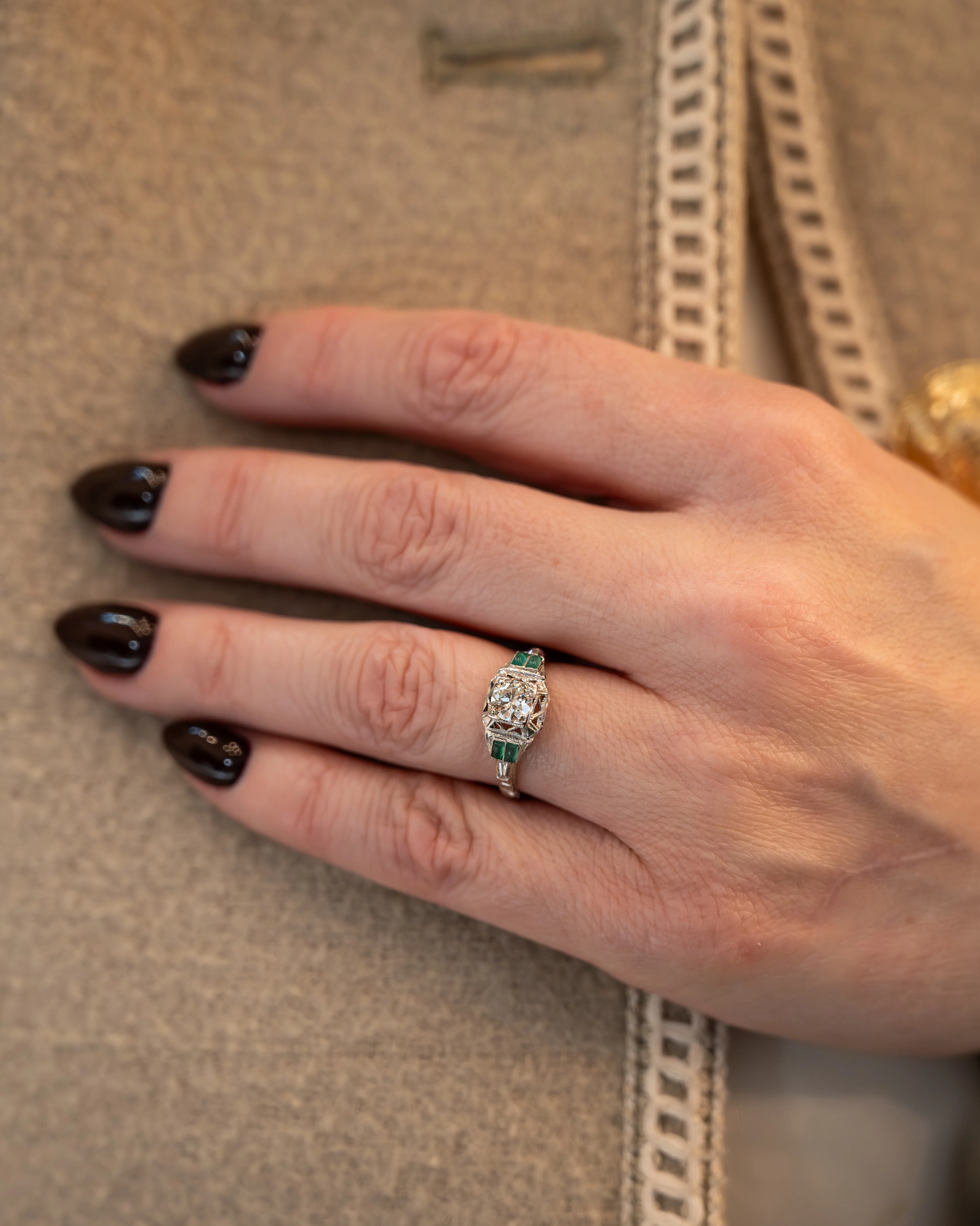 .50 Antique Art Deco Diamond Engagement Ring 18k - Image 8