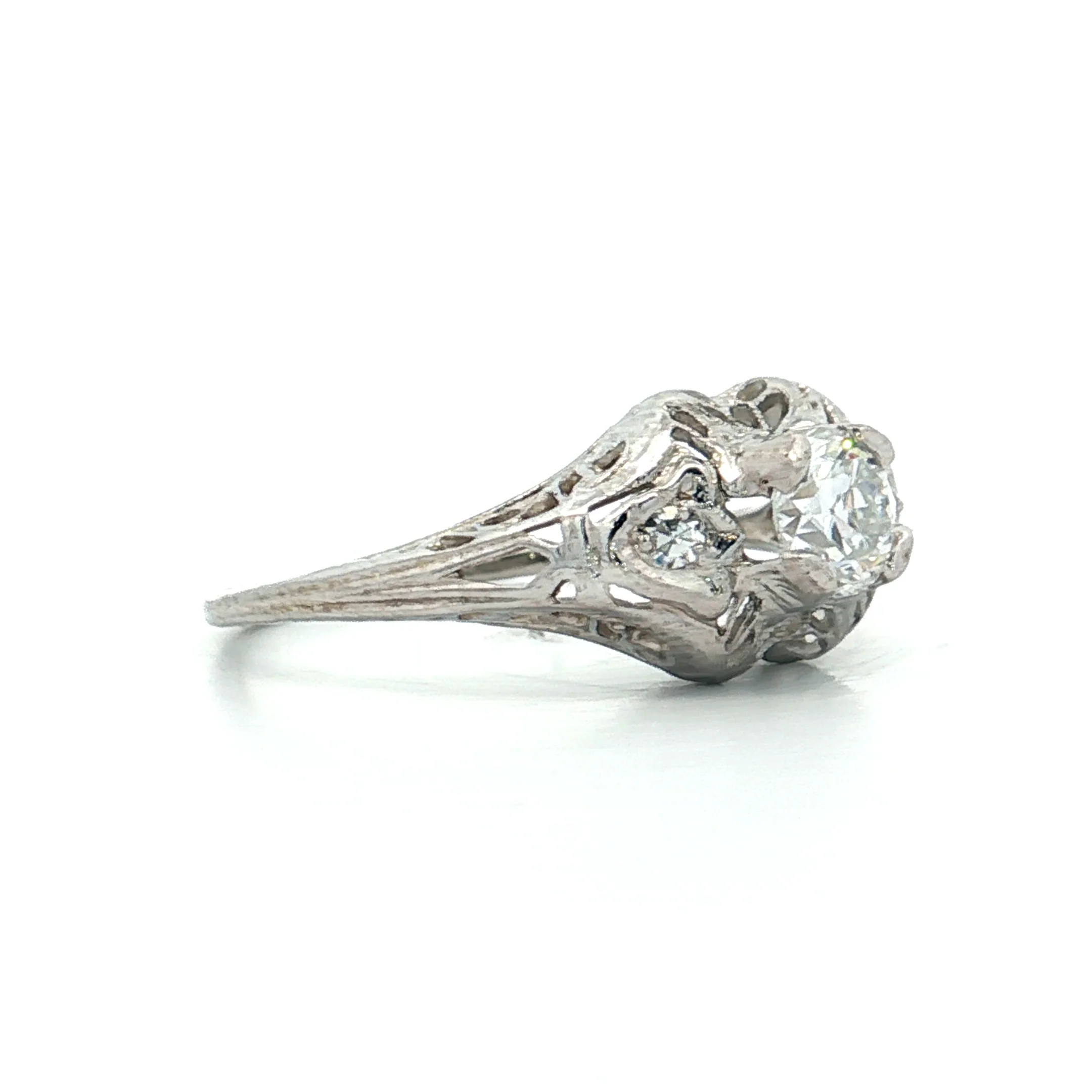 .50 Antique Deco European Diamond Engagement Ring 18k - Image 3