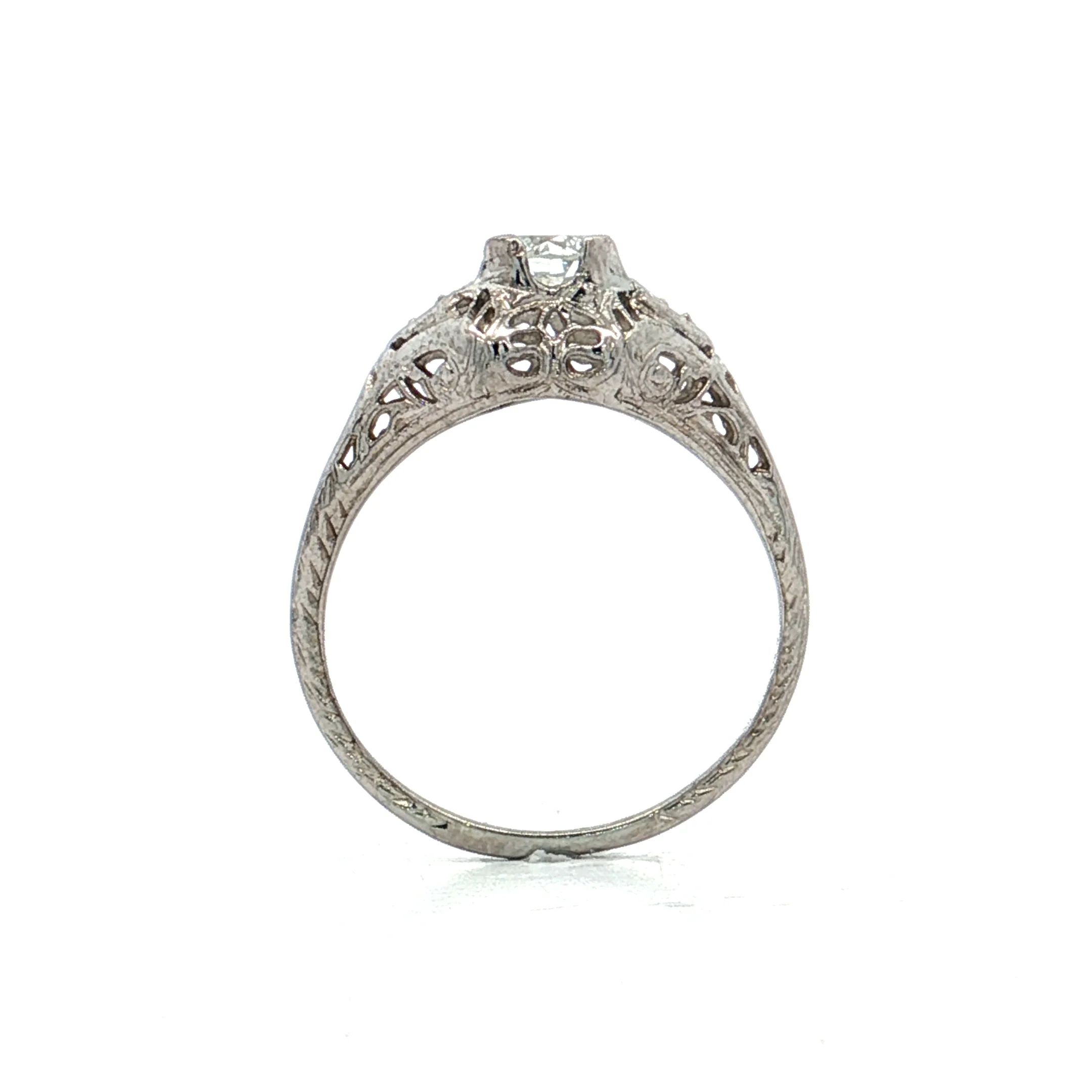 .50 Antique Deco European Diamond Engagement Ring 18k - Image 4