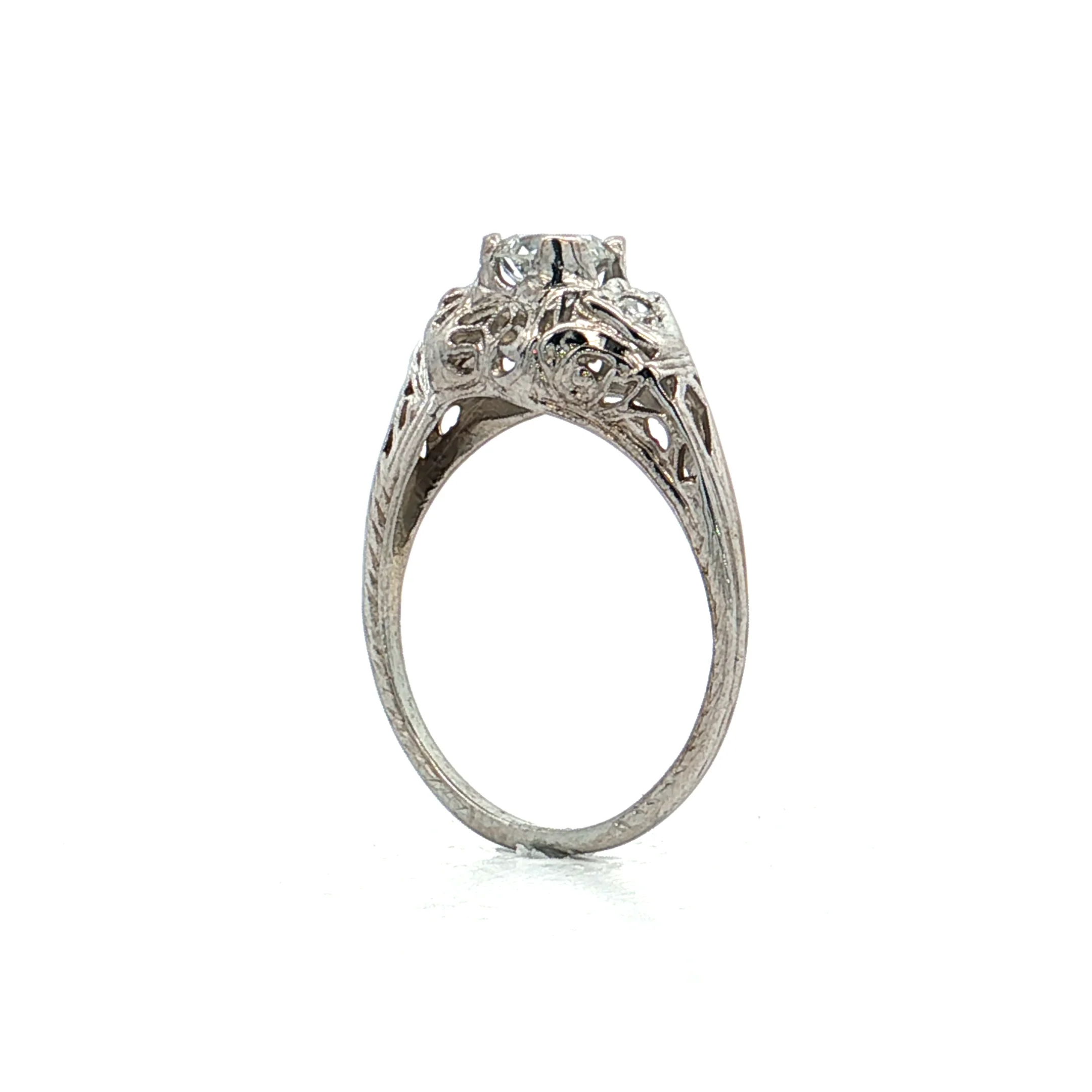 .50 Antique Deco European Diamond Engagement Ring 18k - Image 5