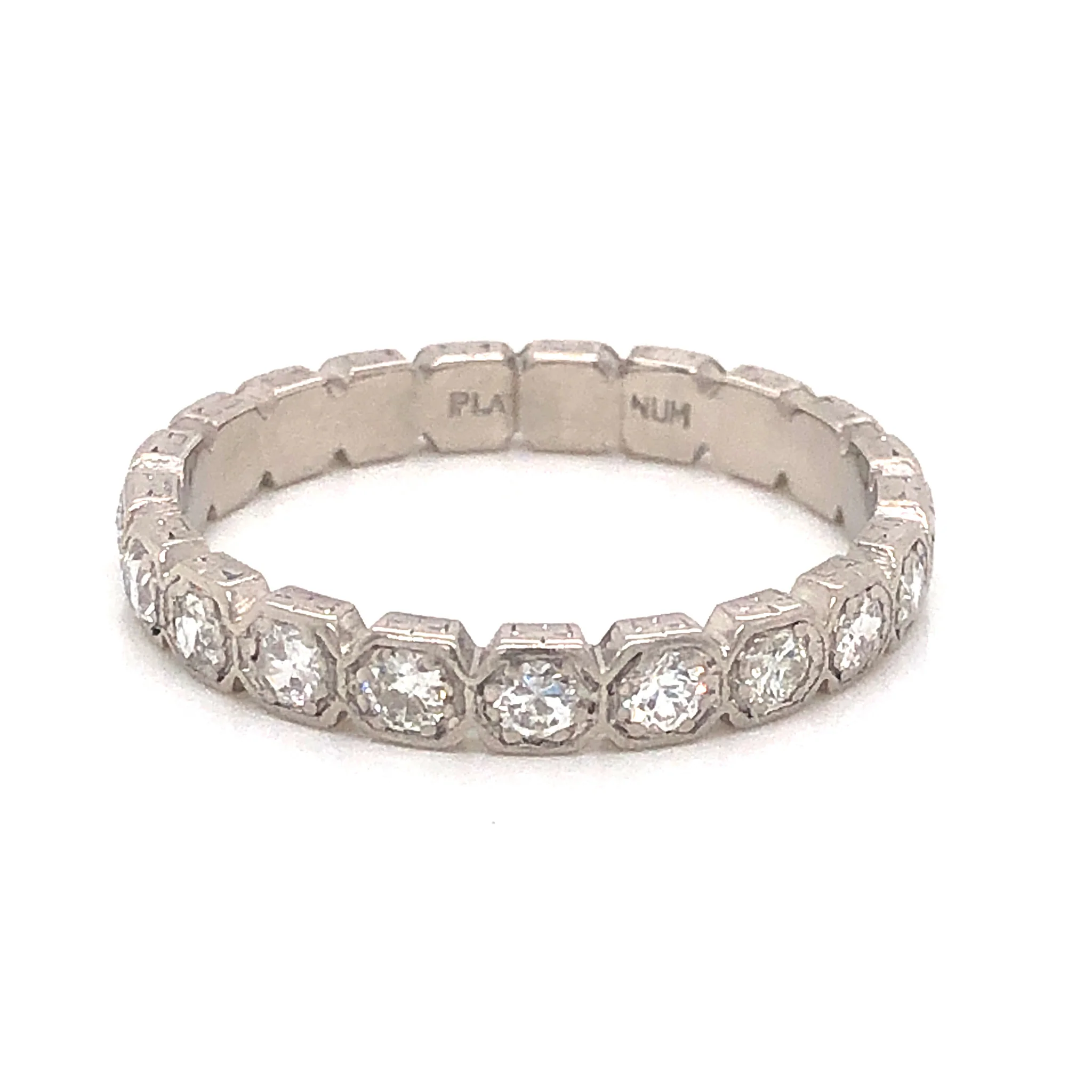 .50 Art Deco Bezel Diamond Wedding Band in Platinum