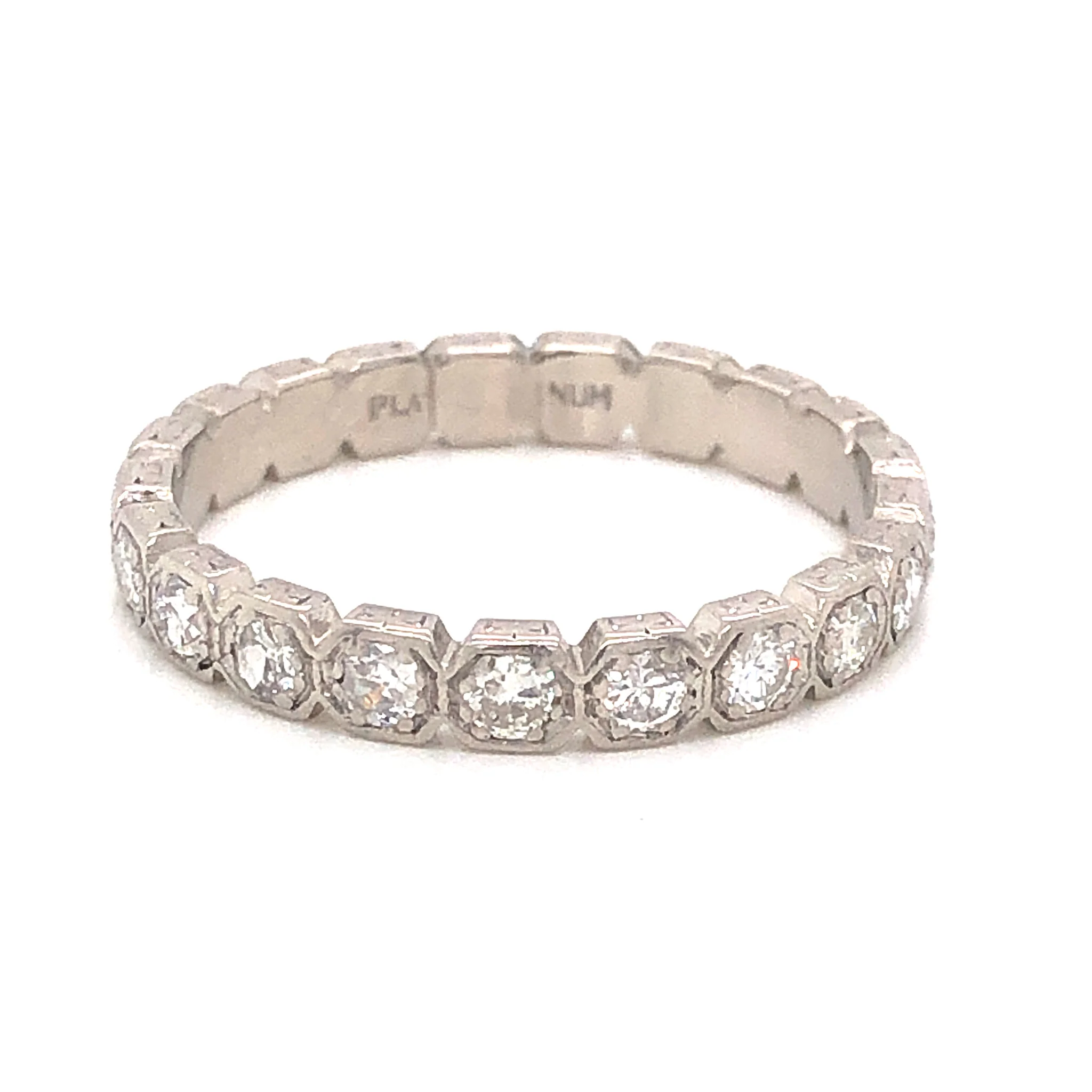 .50 Art Deco Bezel Diamond Wedding Band in Platinum - Image 3