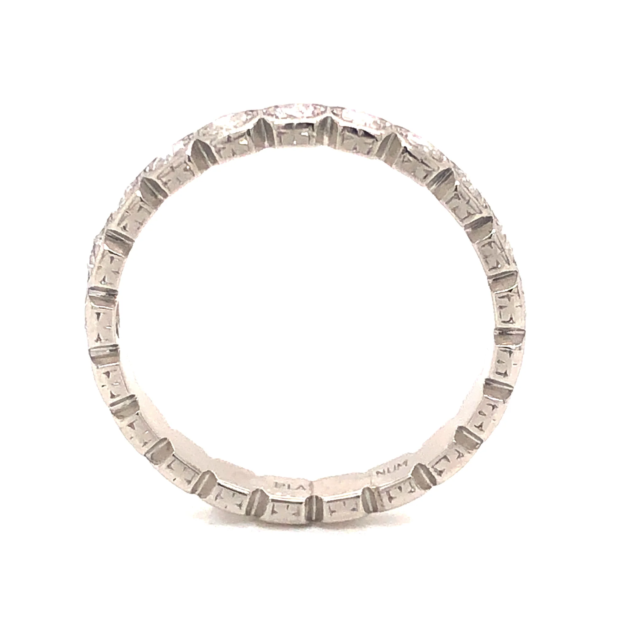 .50 Art Deco Bezel Diamond Wedding Band in Platinum - Image 4