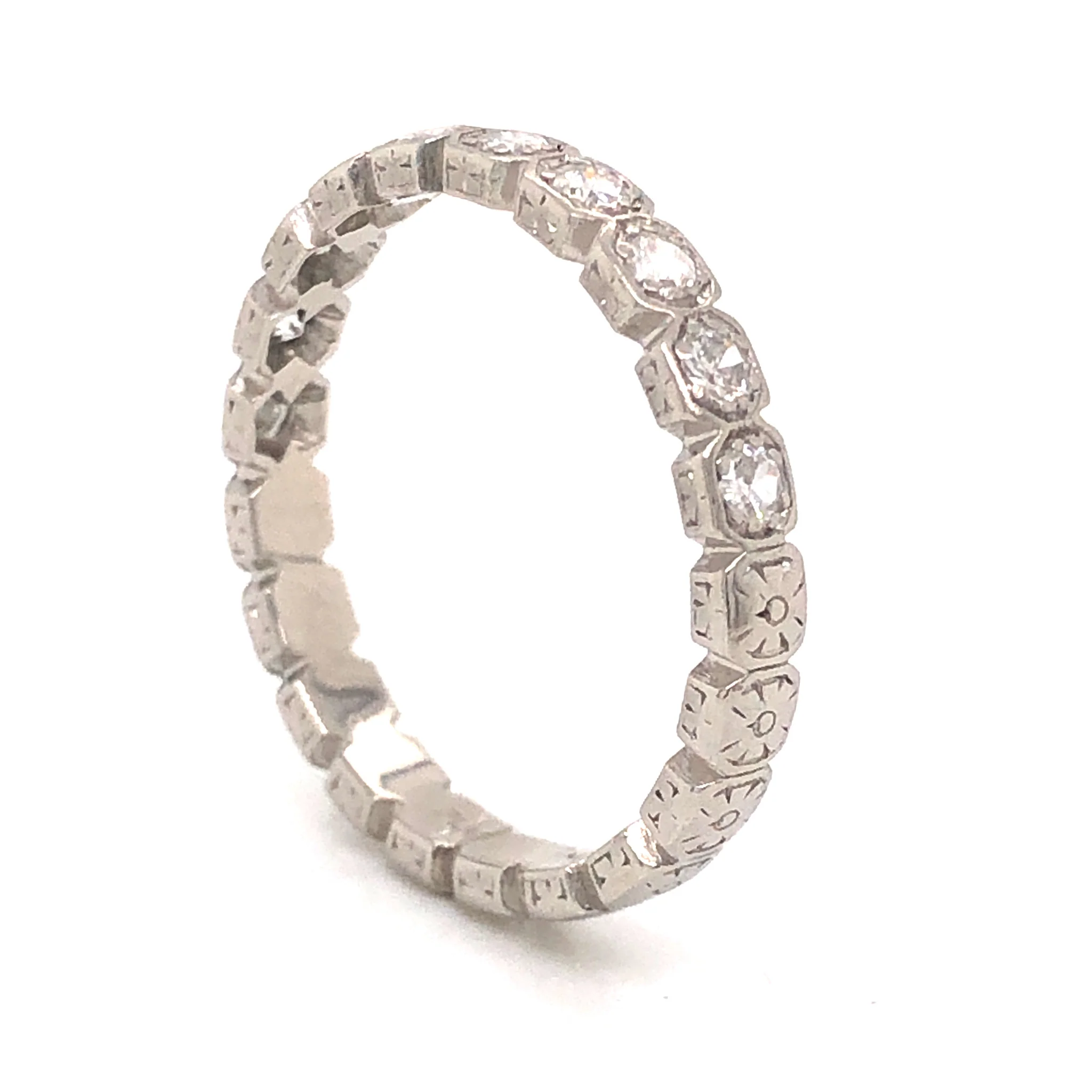 .50 Art Deco Bezel Diamond Wedding Band in Platinum - Image 5