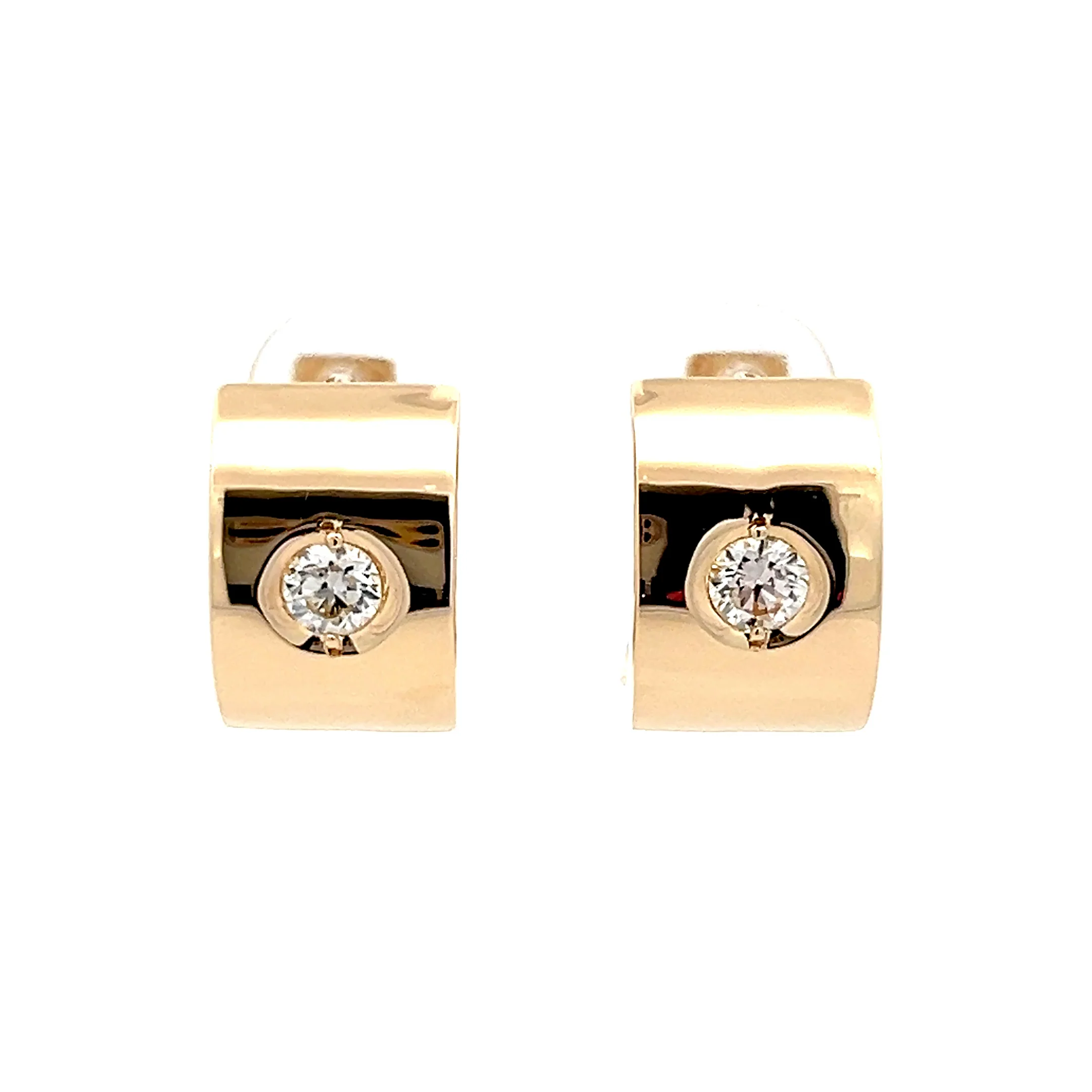 .50 Bezel Diamond Huggie Hoop Earrings in 14k