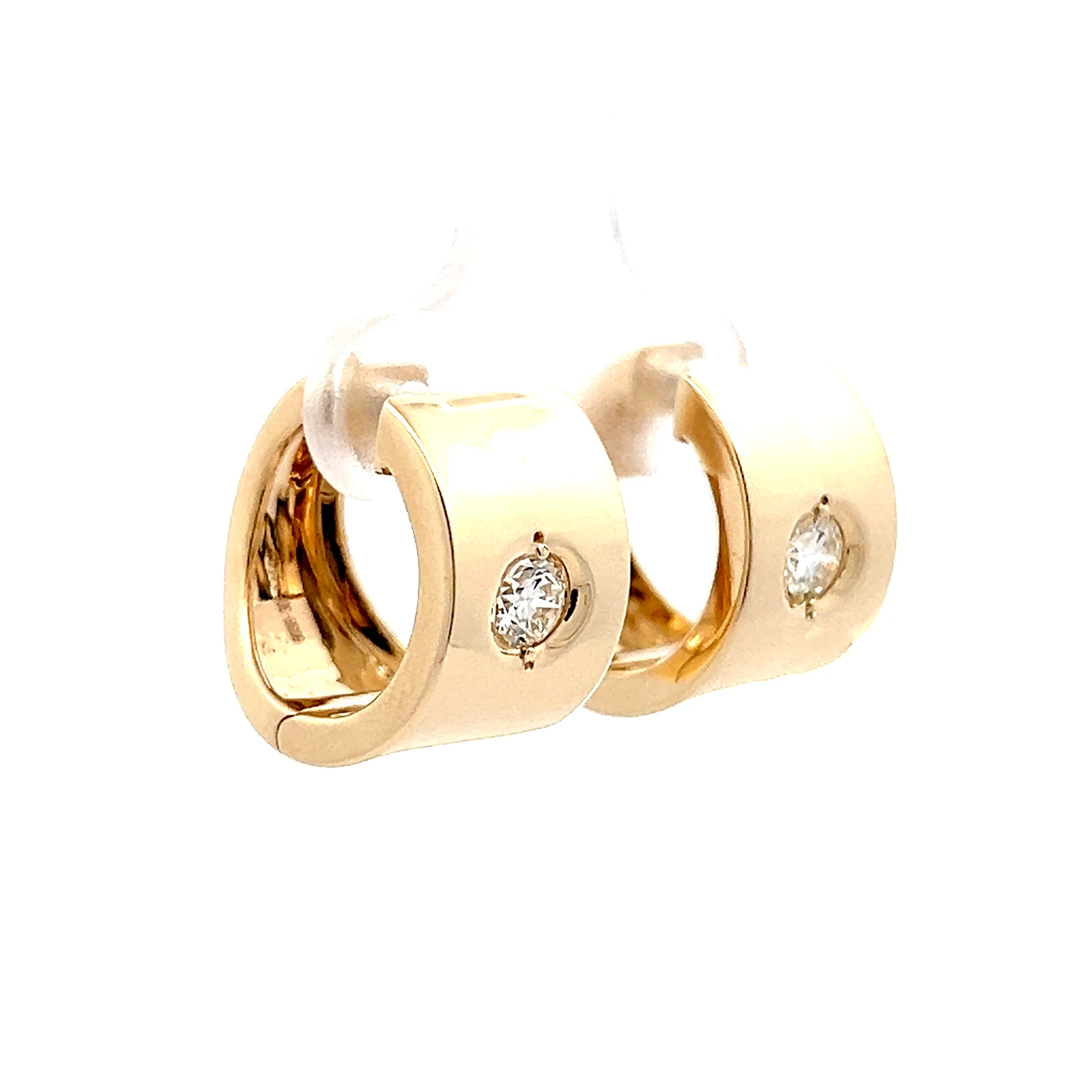 .50 Bezel Diamond Huggie Hoop Earrings in 14k - Image 3
