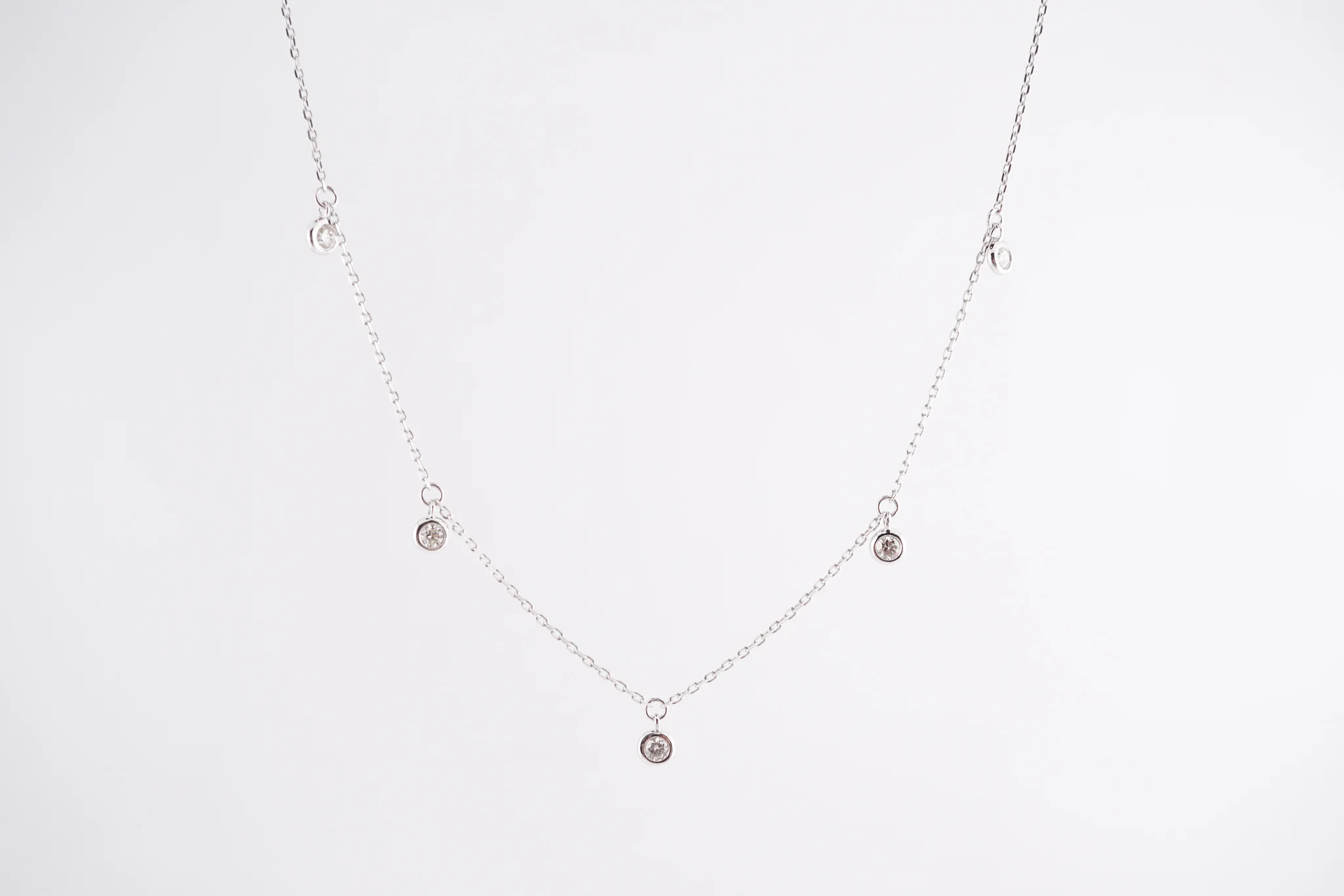 .50 Bezel Set Diamond Necklace in 14K White Gold - Image 2