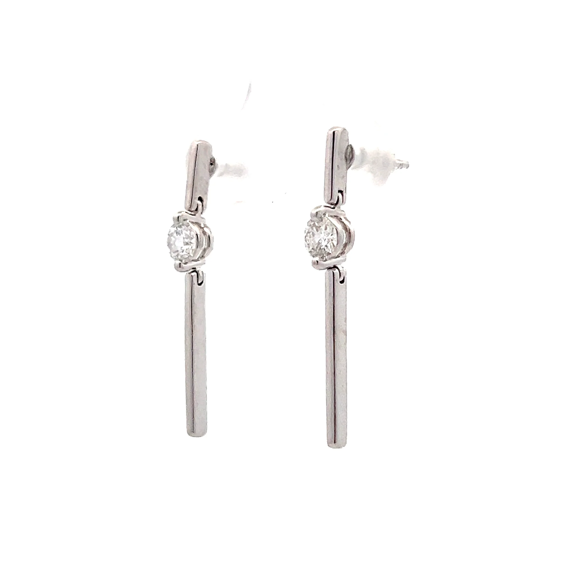 .50 Diamond Bar Drop Earrings in Platinum - Image 2