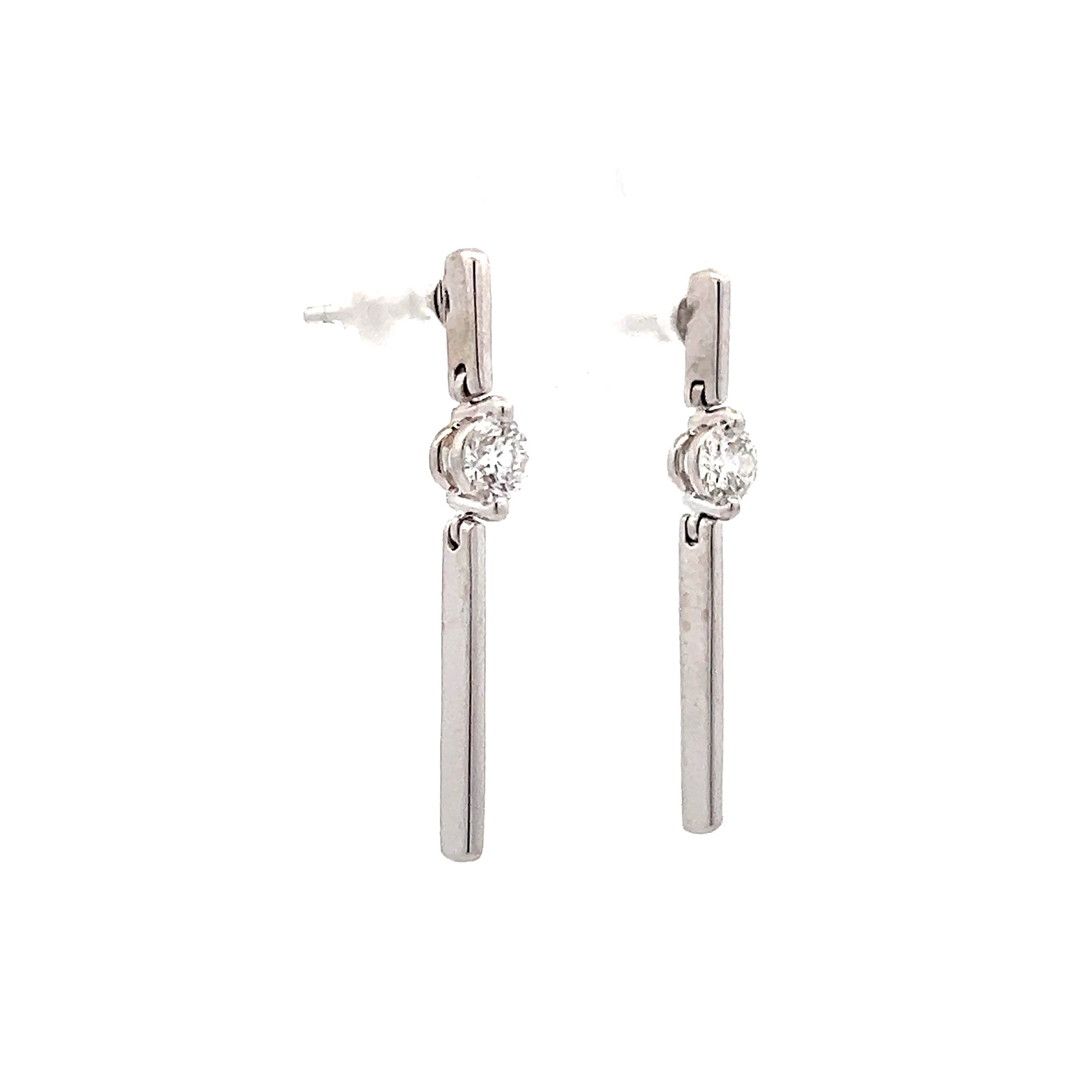 .50 Diamond Bar Drop Earrings in Platinum - Image 3