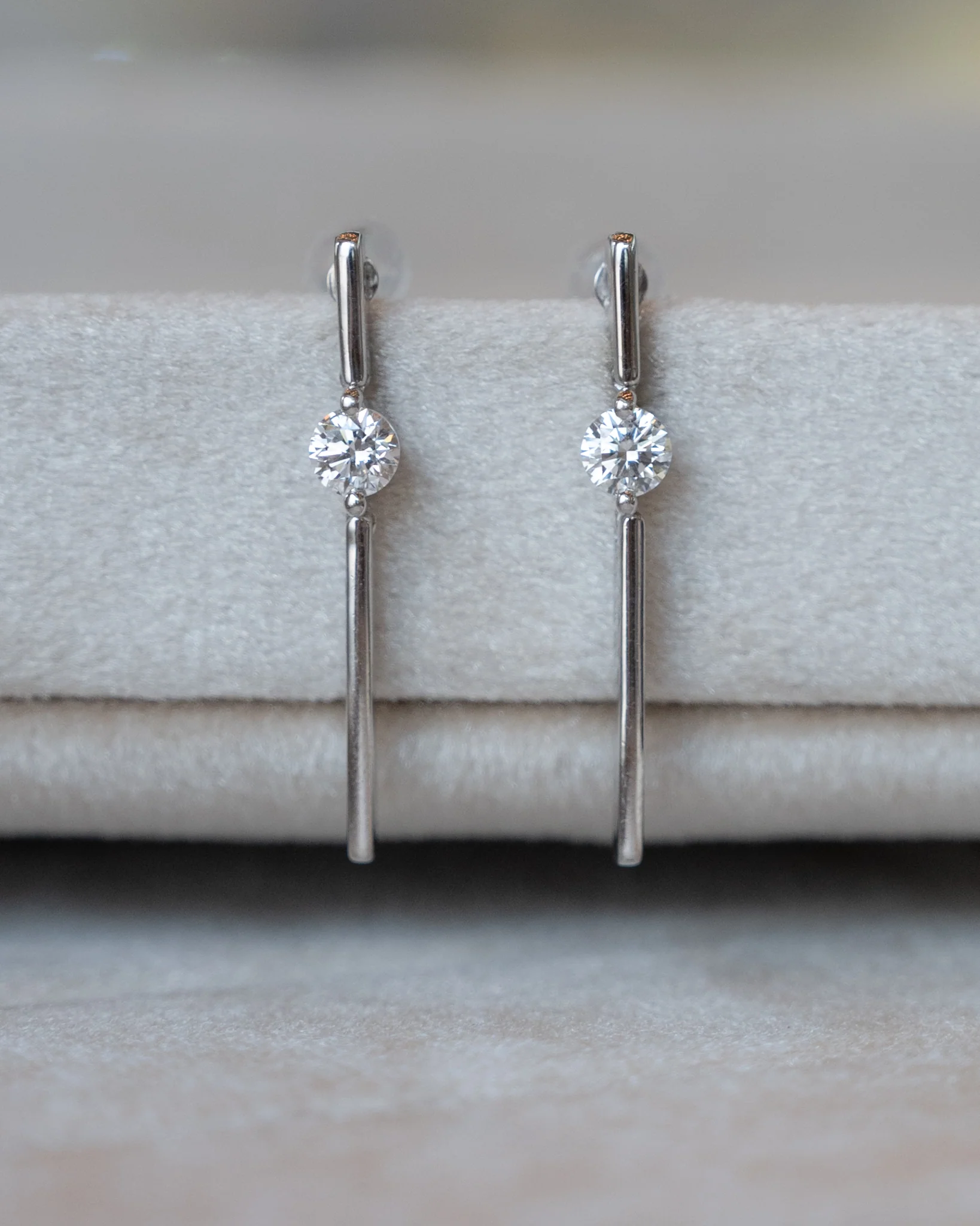 .50 Diamond Bar Drop Earrings in Platinum - Image 4