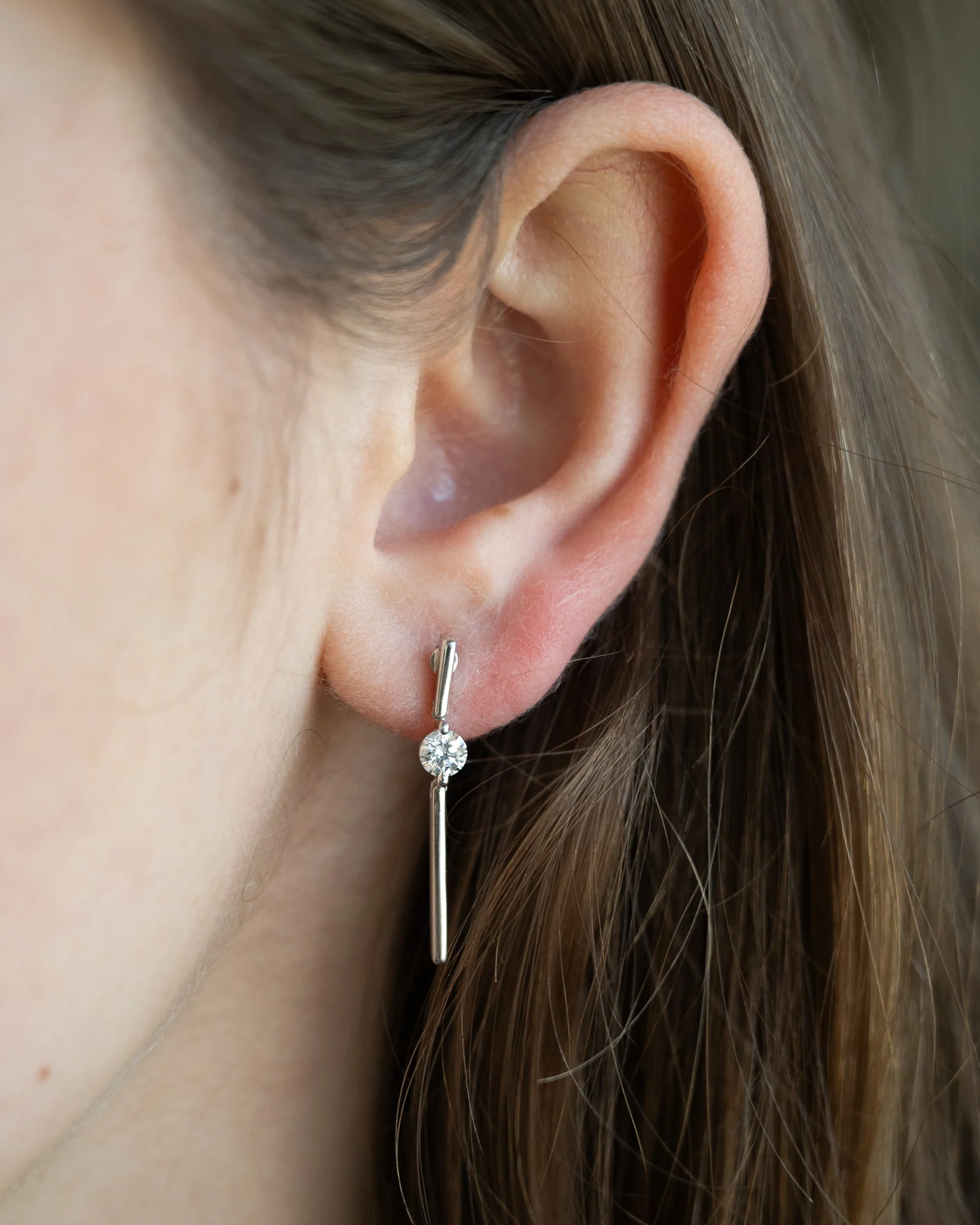 .50 Diamond Bar Drop Earrings in Platinum - Image 5