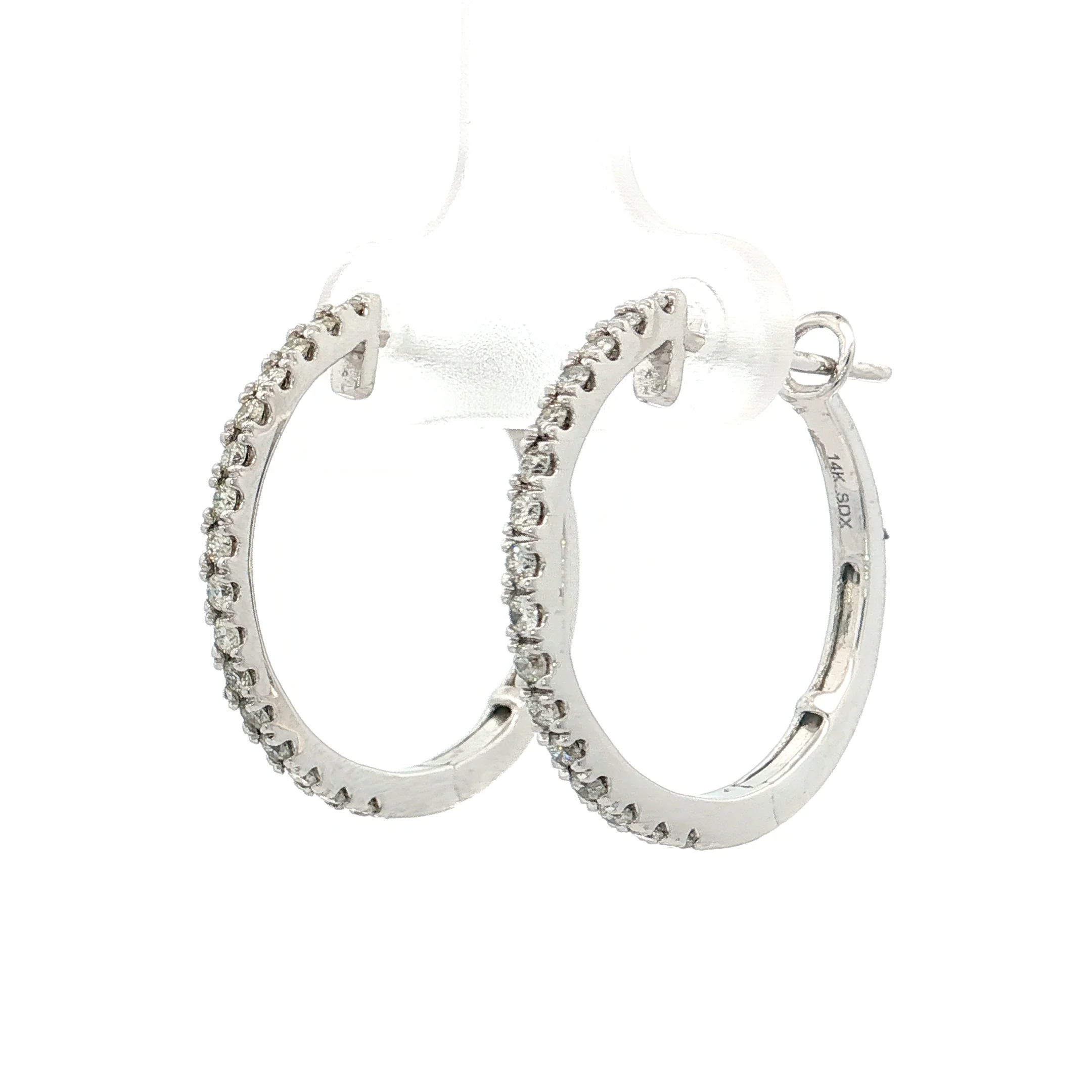 .50 Diamond Inside-Out Hoop Earrings 14k White Gold - Image 2