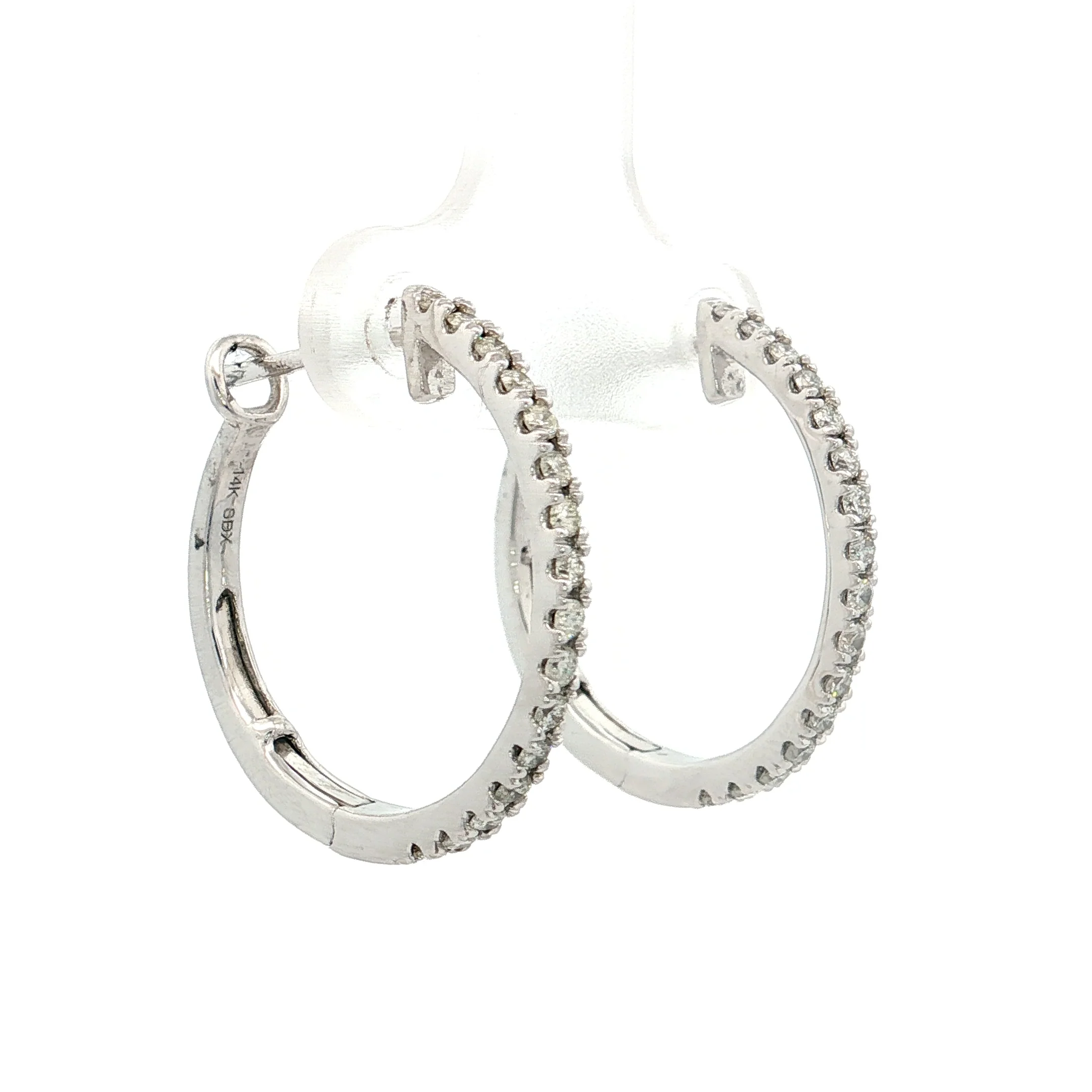.50 Diamond Inside-Out Hoop Earrings 14k White Gold - Image 3