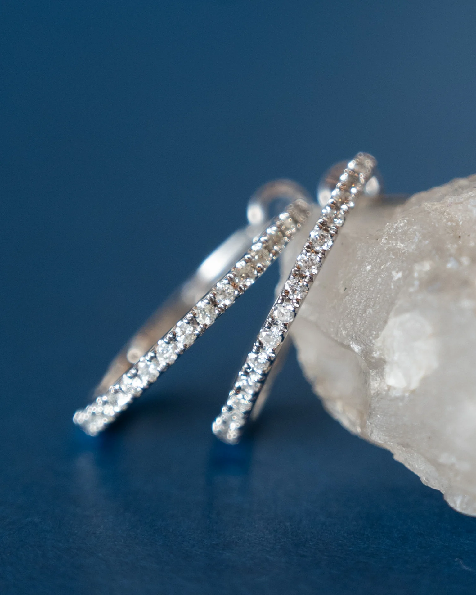 .50 Diamond Inside-Out Hoop Earrings 14k White Gold - Image 4