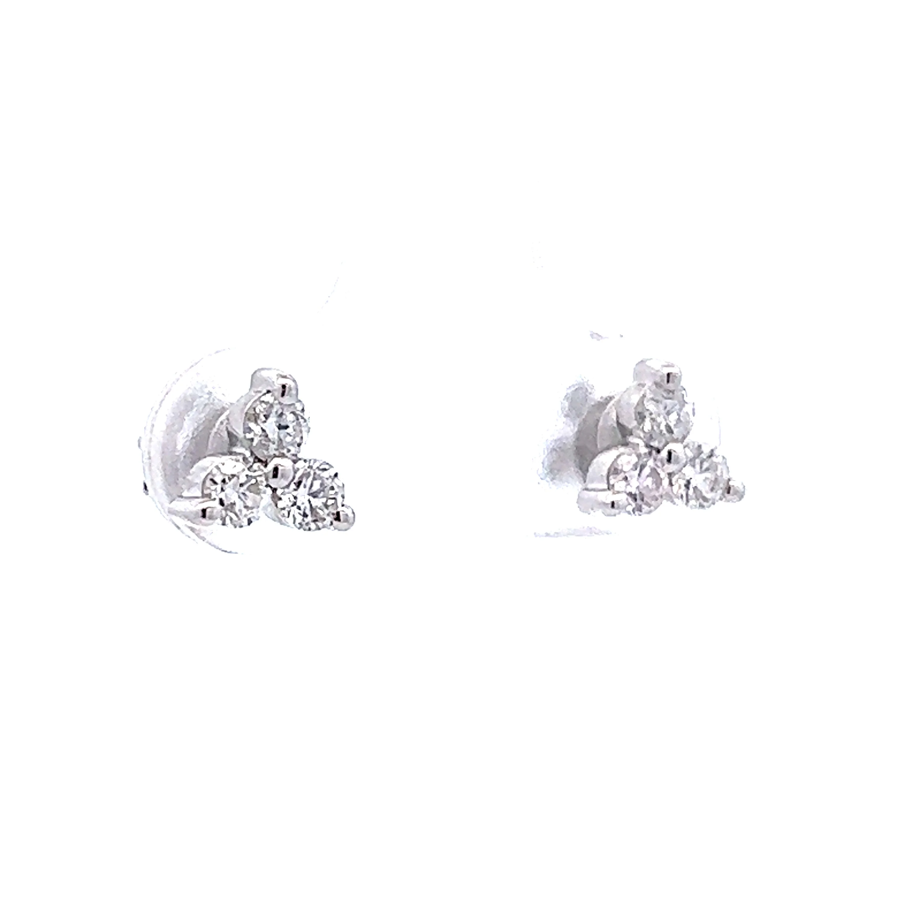 Triangular Diamond Stud Earrings in 14k White Gold - Image 3