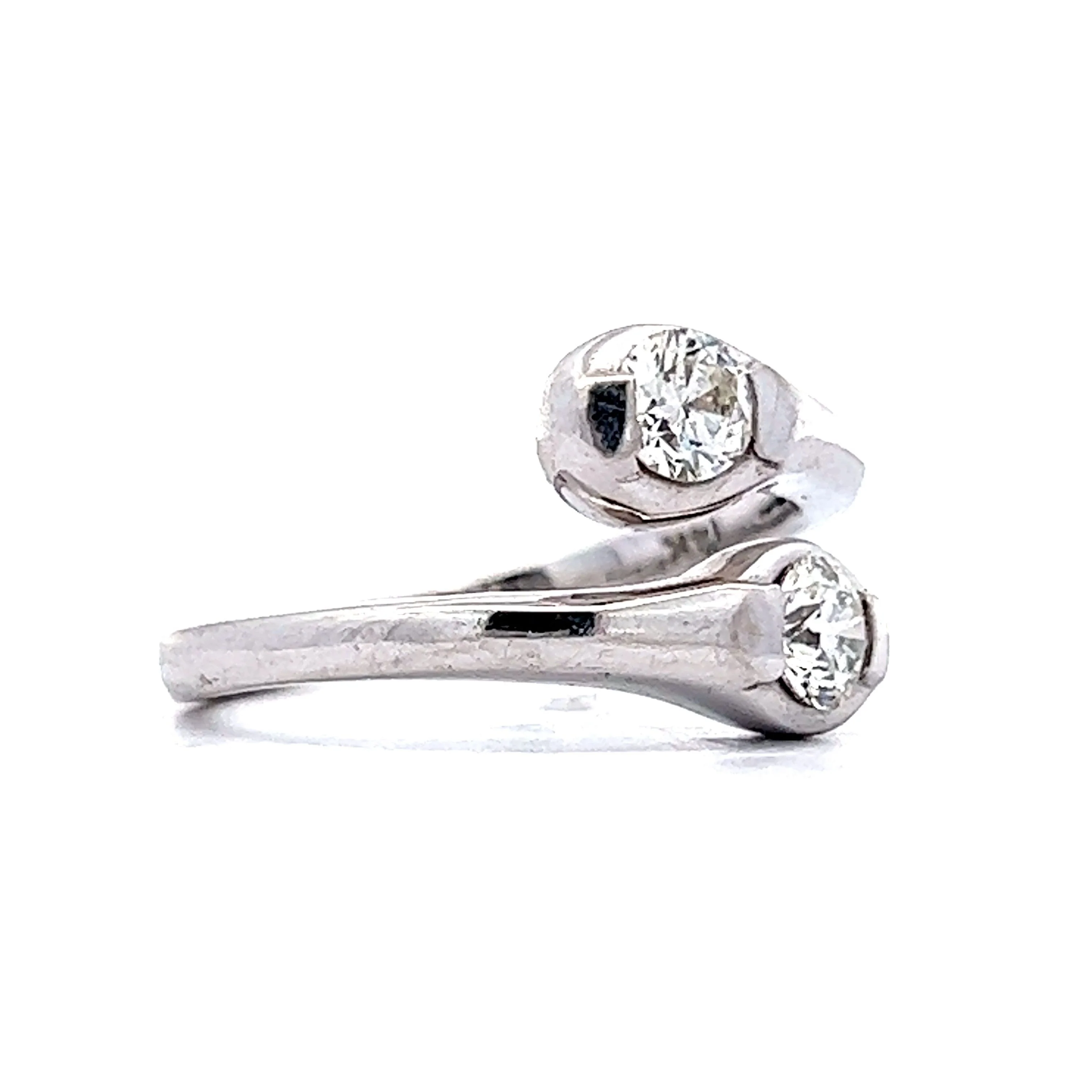 .50 Toi Et Moi Right Hand Ring in 14k White Gold - Image 3