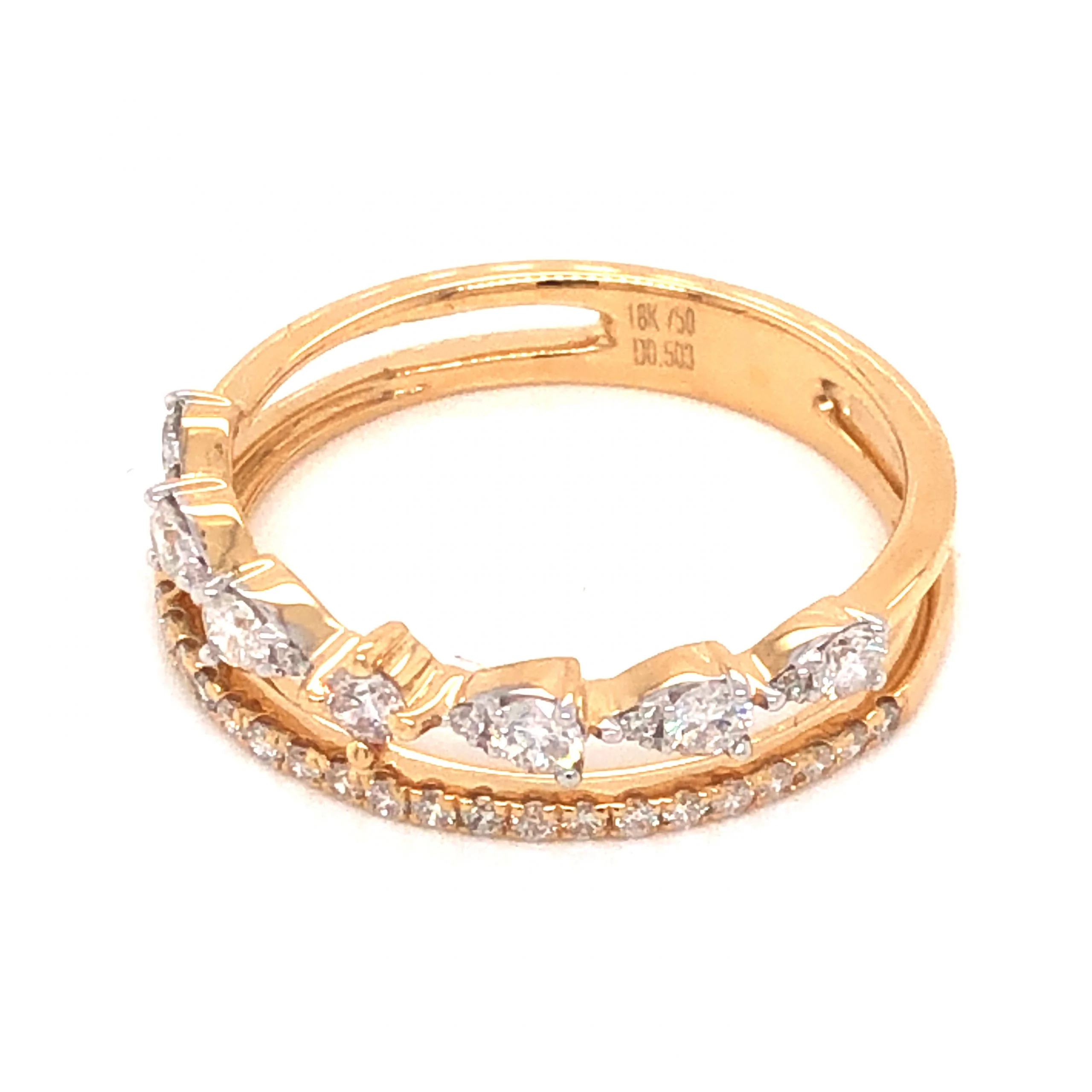 .50 Double Banded Diamond Ring in 14k Yellow Gold - Image 2