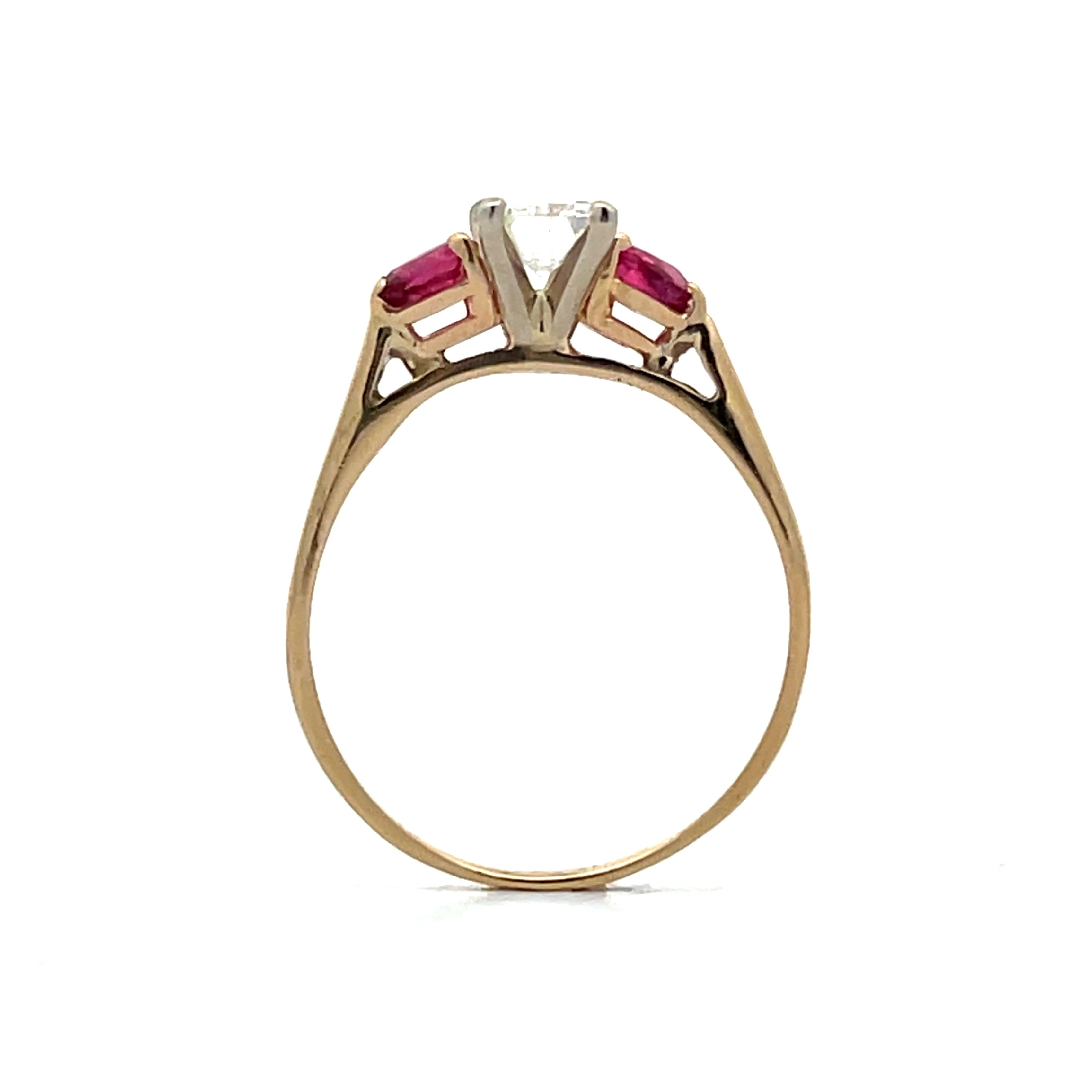 .50 Emerald Cut Diamond & Ruby Engagement Ring in 14k - Image 4