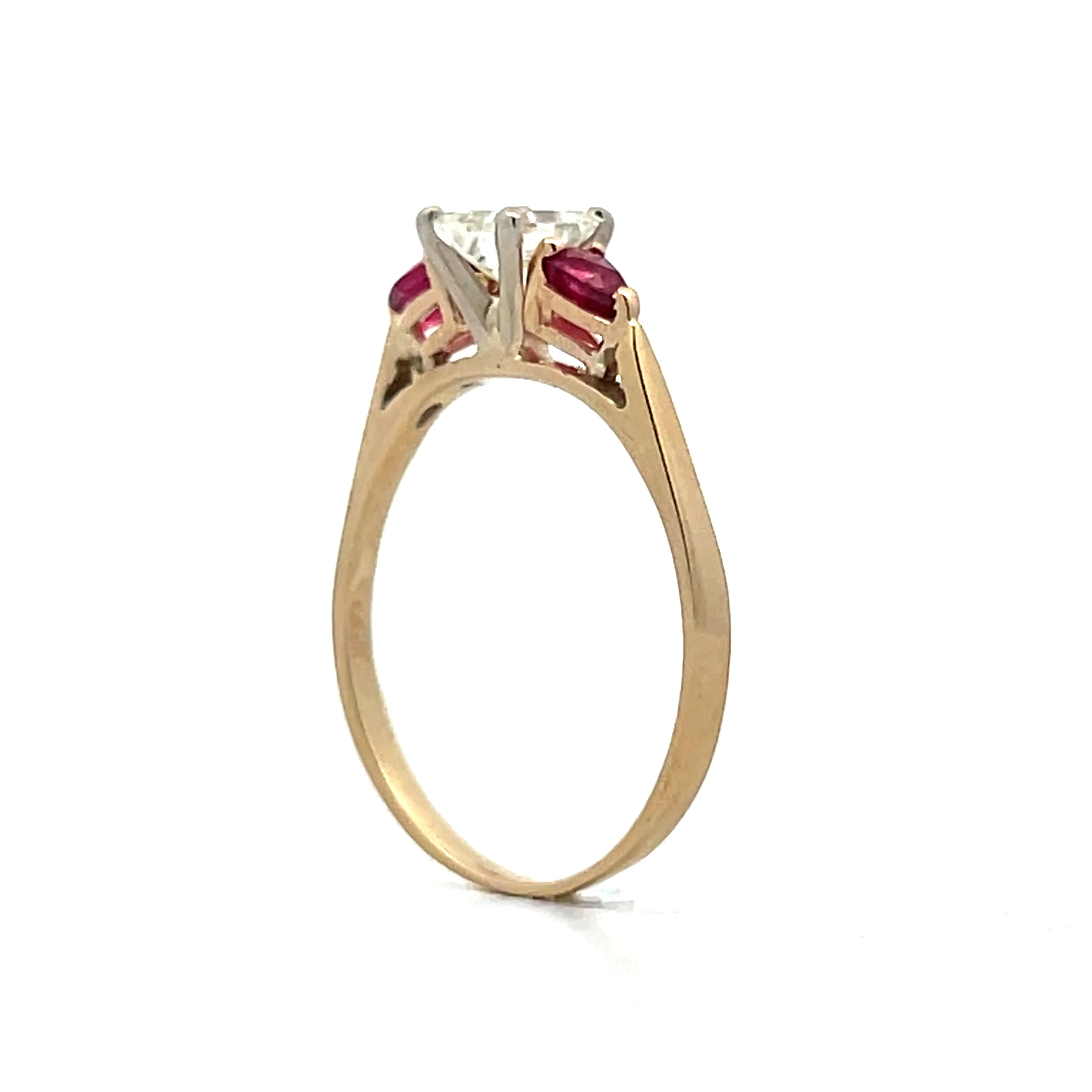 .50 Emerald Cut Diamond & Ruby Engagement Ring in 14k - Image 5