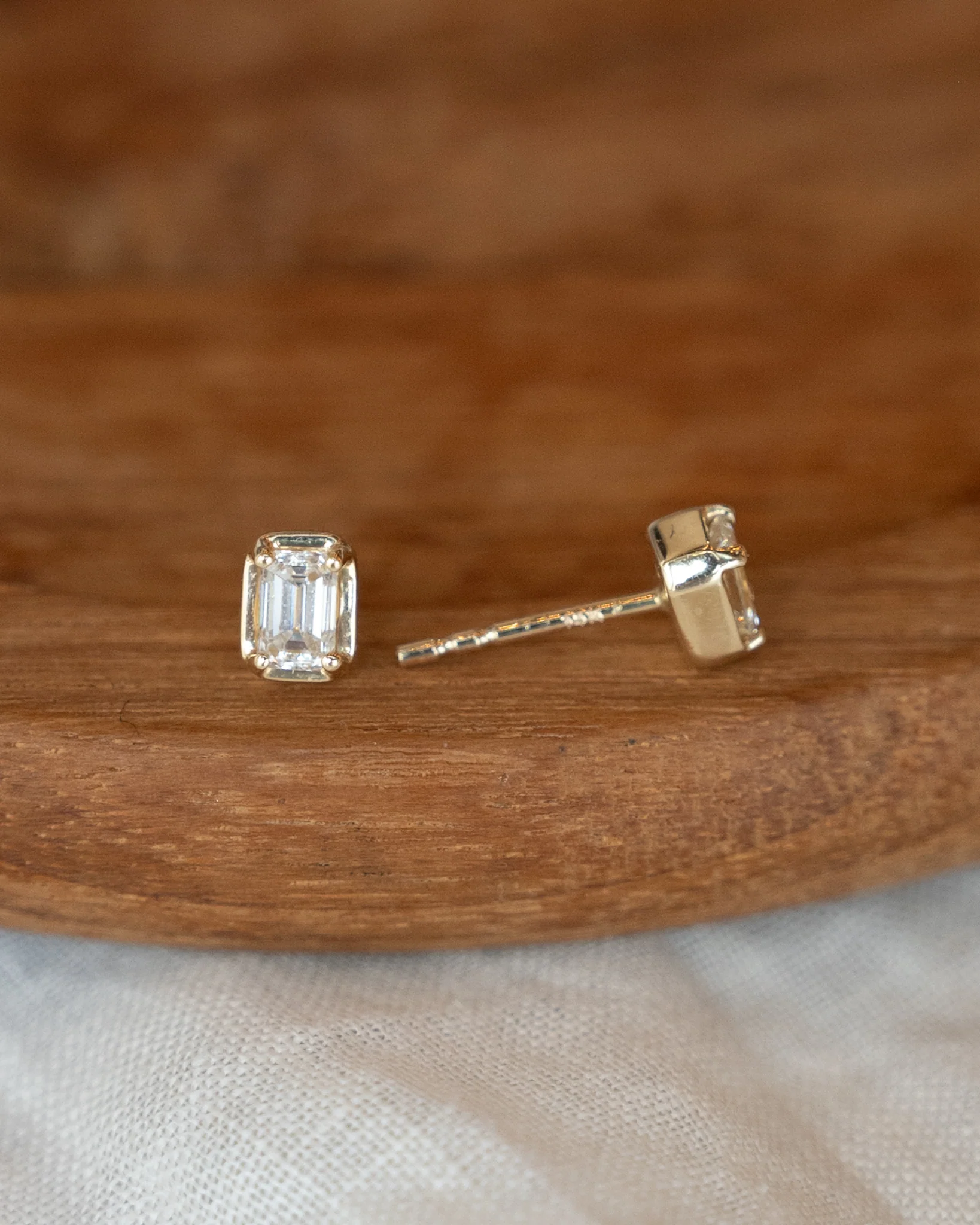 .50 Emerald Cut Diamond Stud Earrings in 14k - Image 4