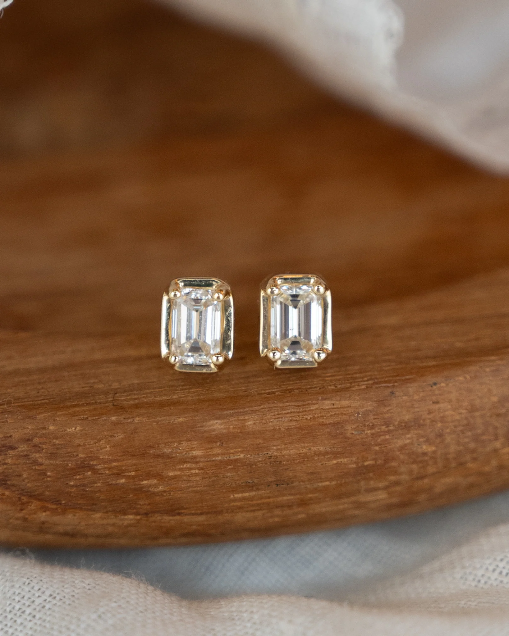 .50 Emerald Cut Diamond Stud Earrings in 14k - Image 5