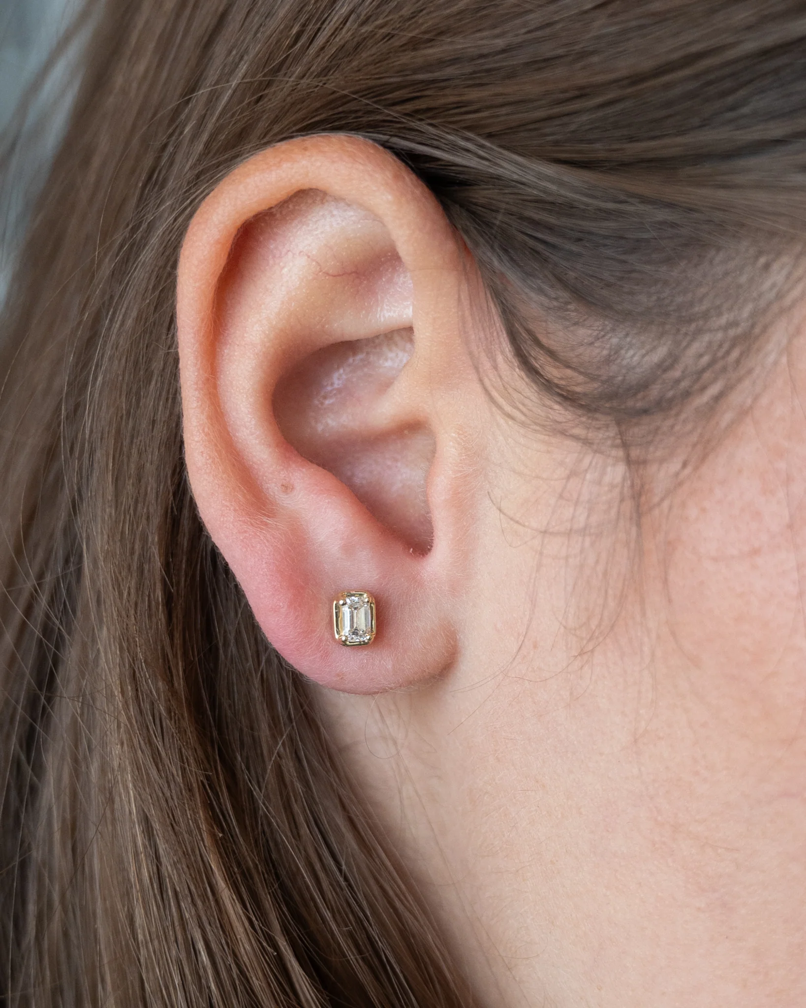 .50 Emerald Cut Diamond Stud Earrings in 14k - Image 6