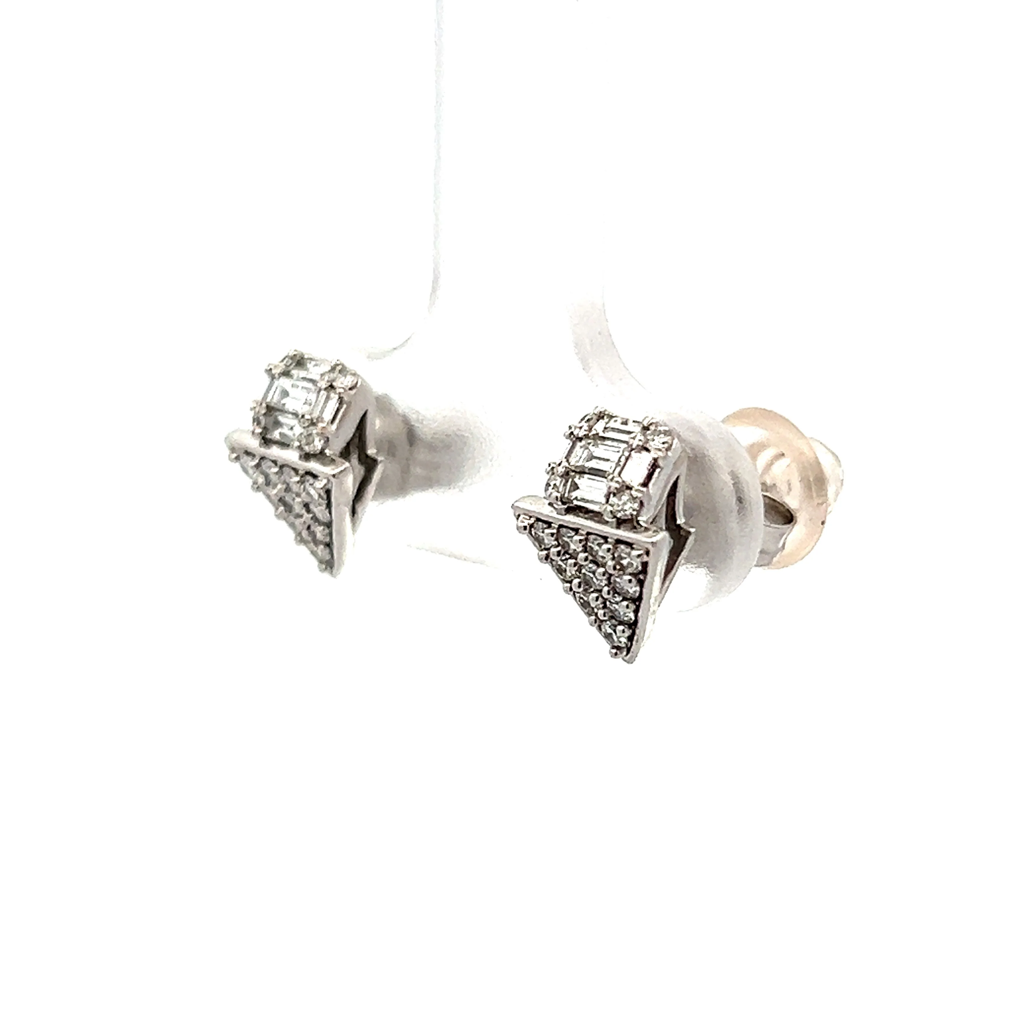 .50 Geometric Diamond Stud Earrings in 14k White Gold - Image 2