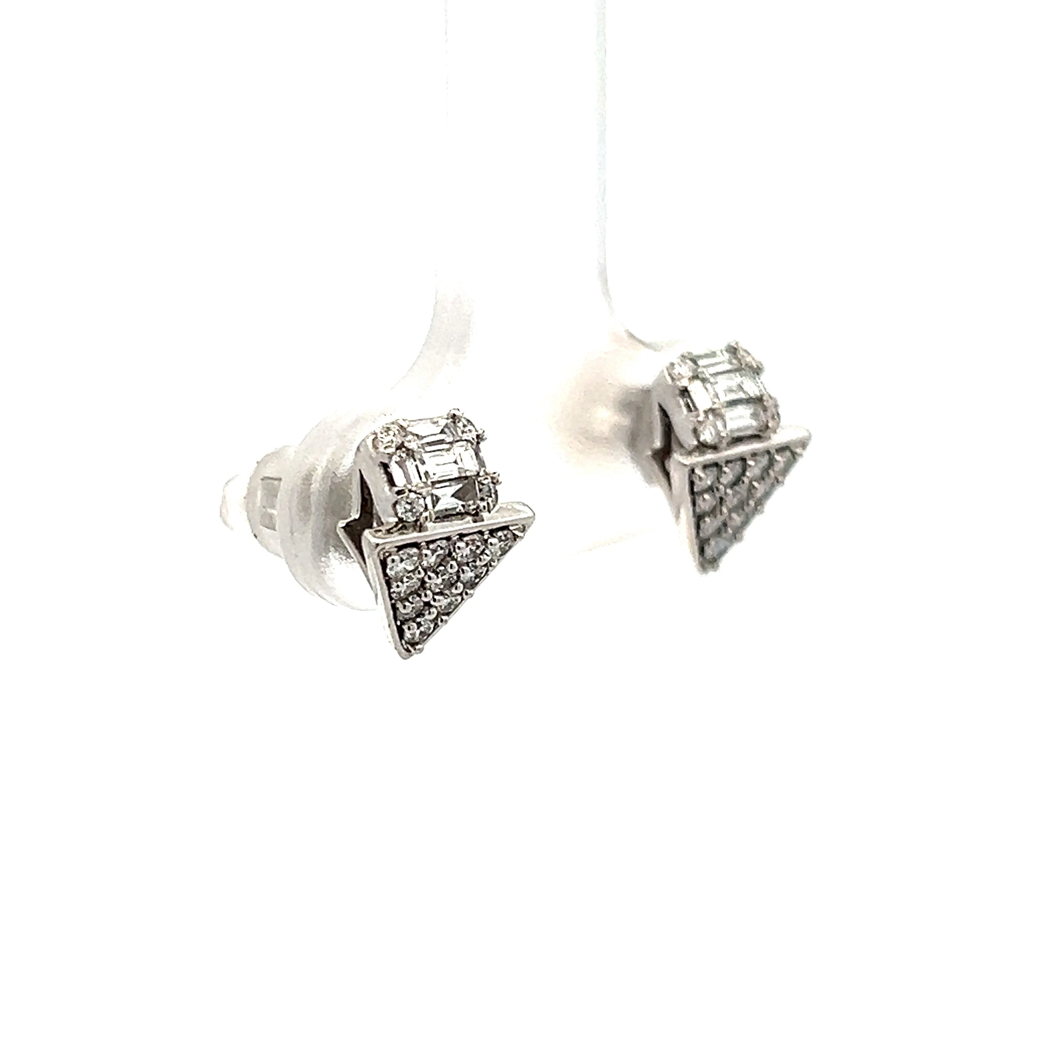 .50 Geometric Diamond Stud Earrings in 14k White Gold - Image 3