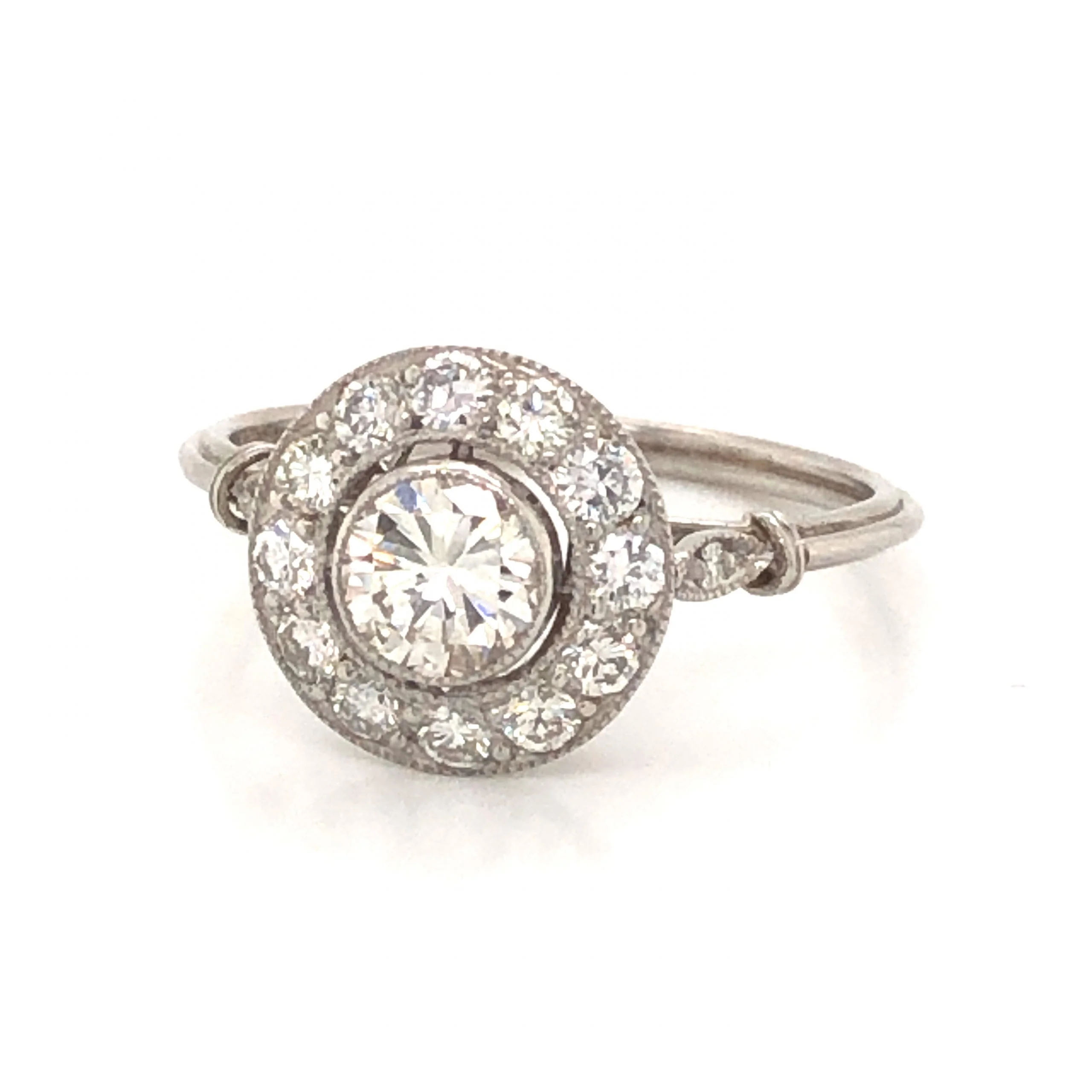 .50 Old European Cut Round Halo Engagement Ring in Platinum - Image 2