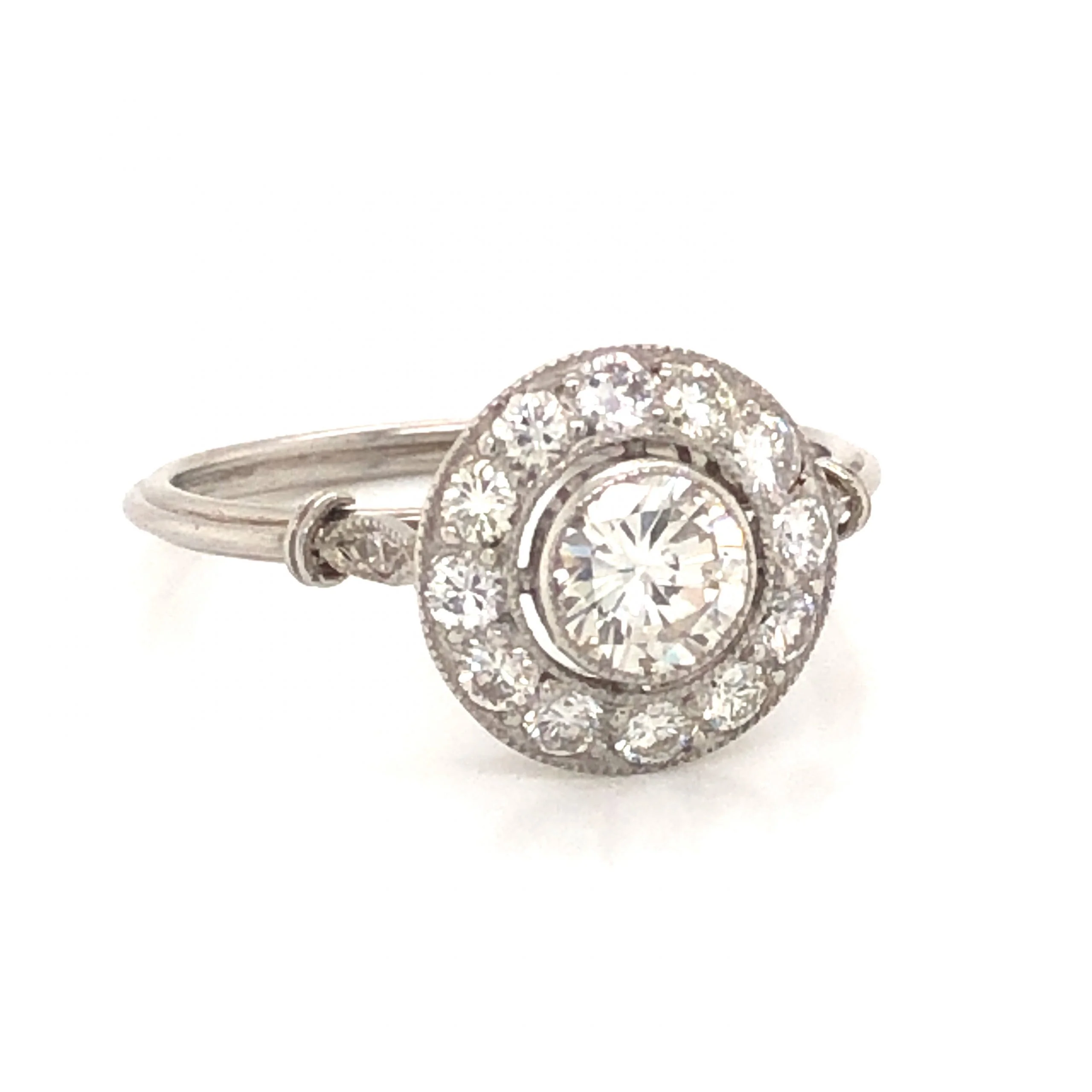 .50 Old European Cut Round Halo Engagement Ring in Platinum - Image 3