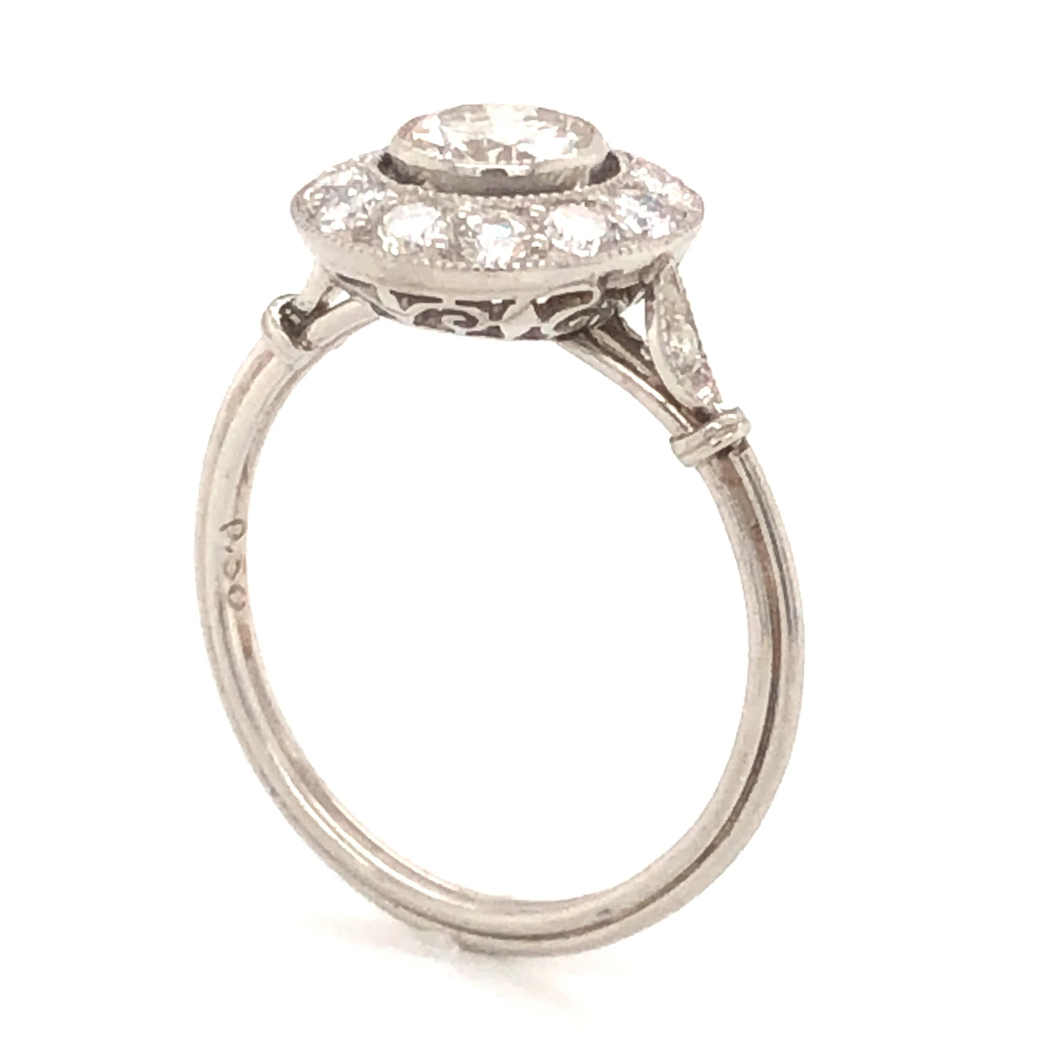 .50 Old European Cut Round Halo Engagement Ring in Platinum - Image 5