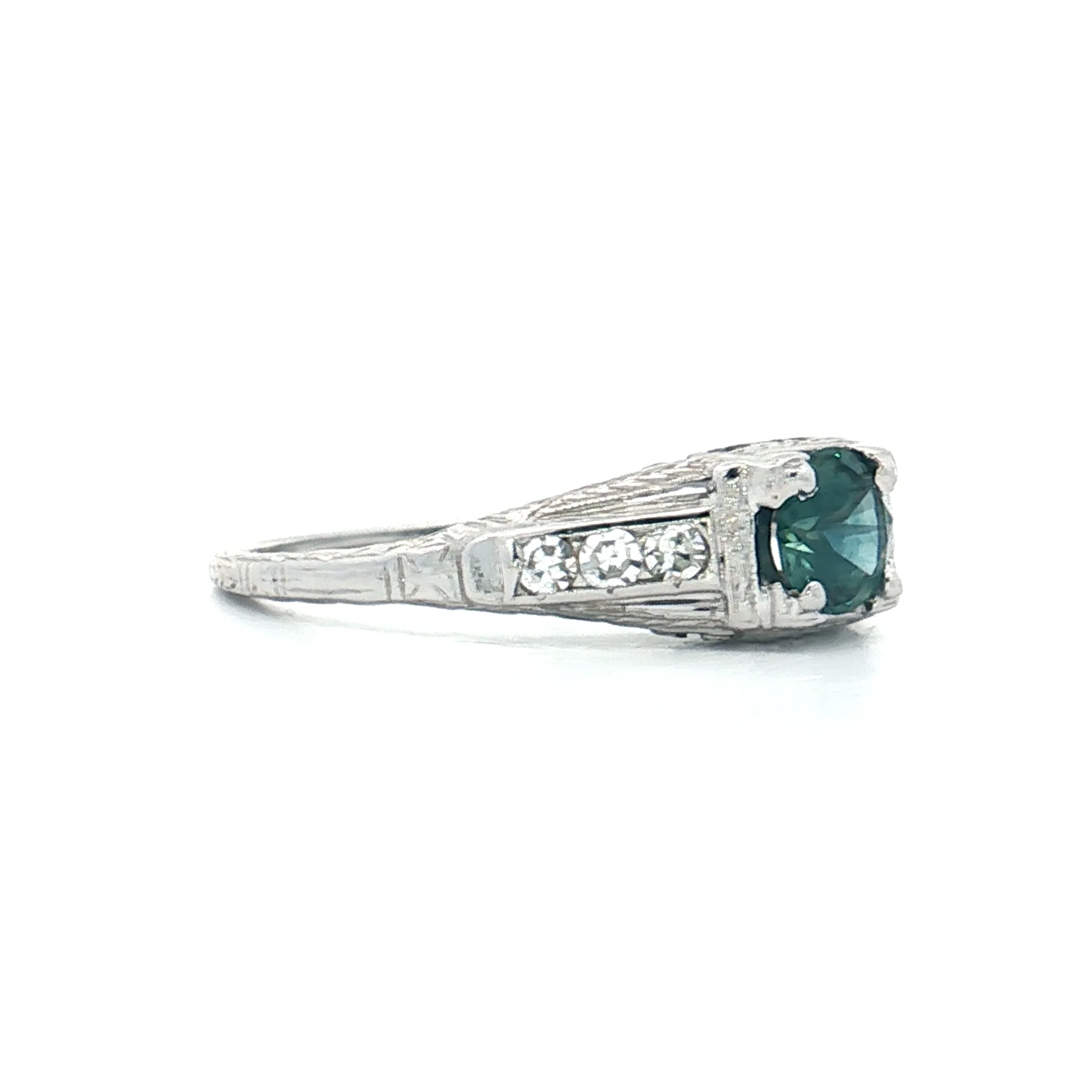 .50 Vintage Deco Sapphire Engagement Ring 18k - Image 3