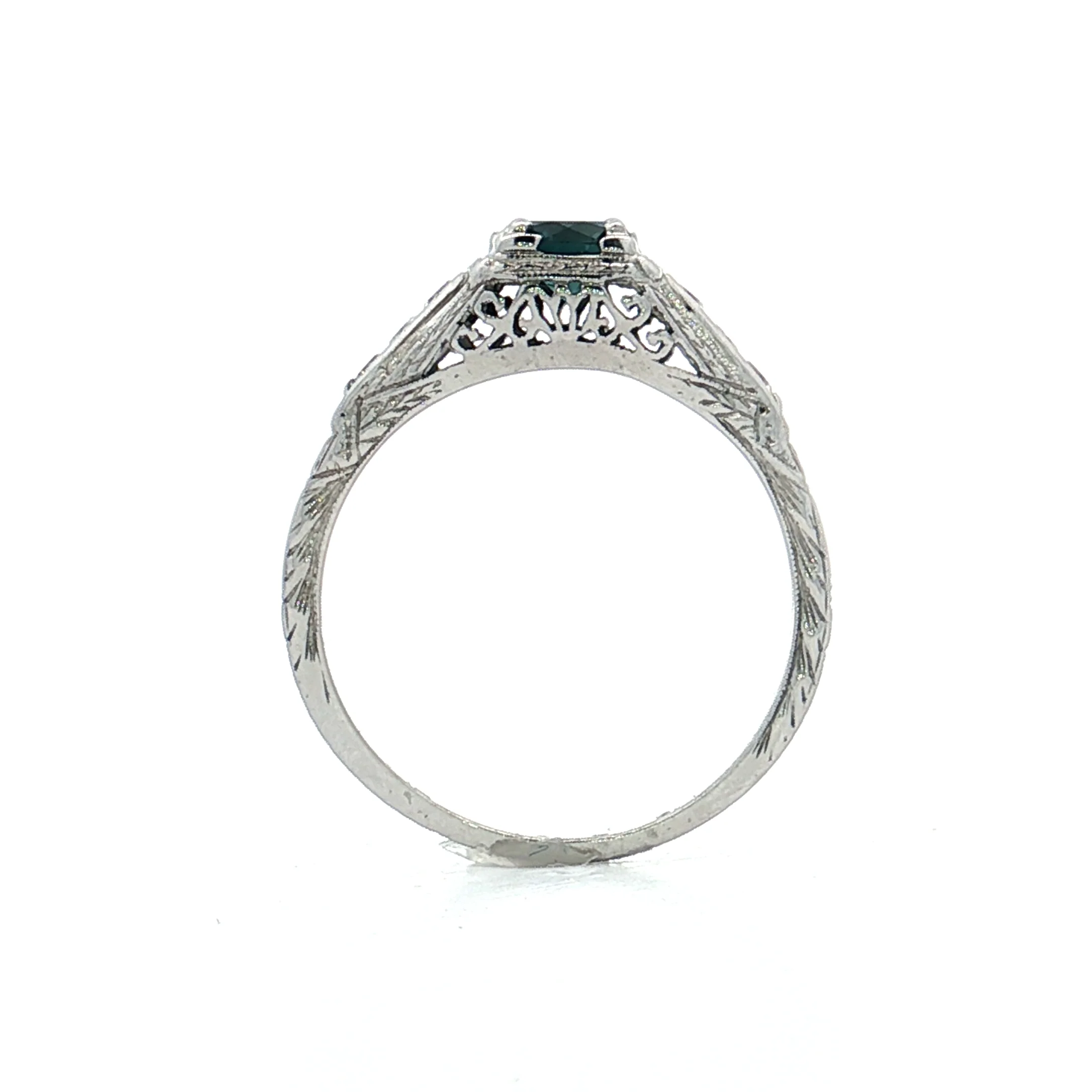 .50 Vintage Deco Sapphire Engagement Ring 18k - Image 4