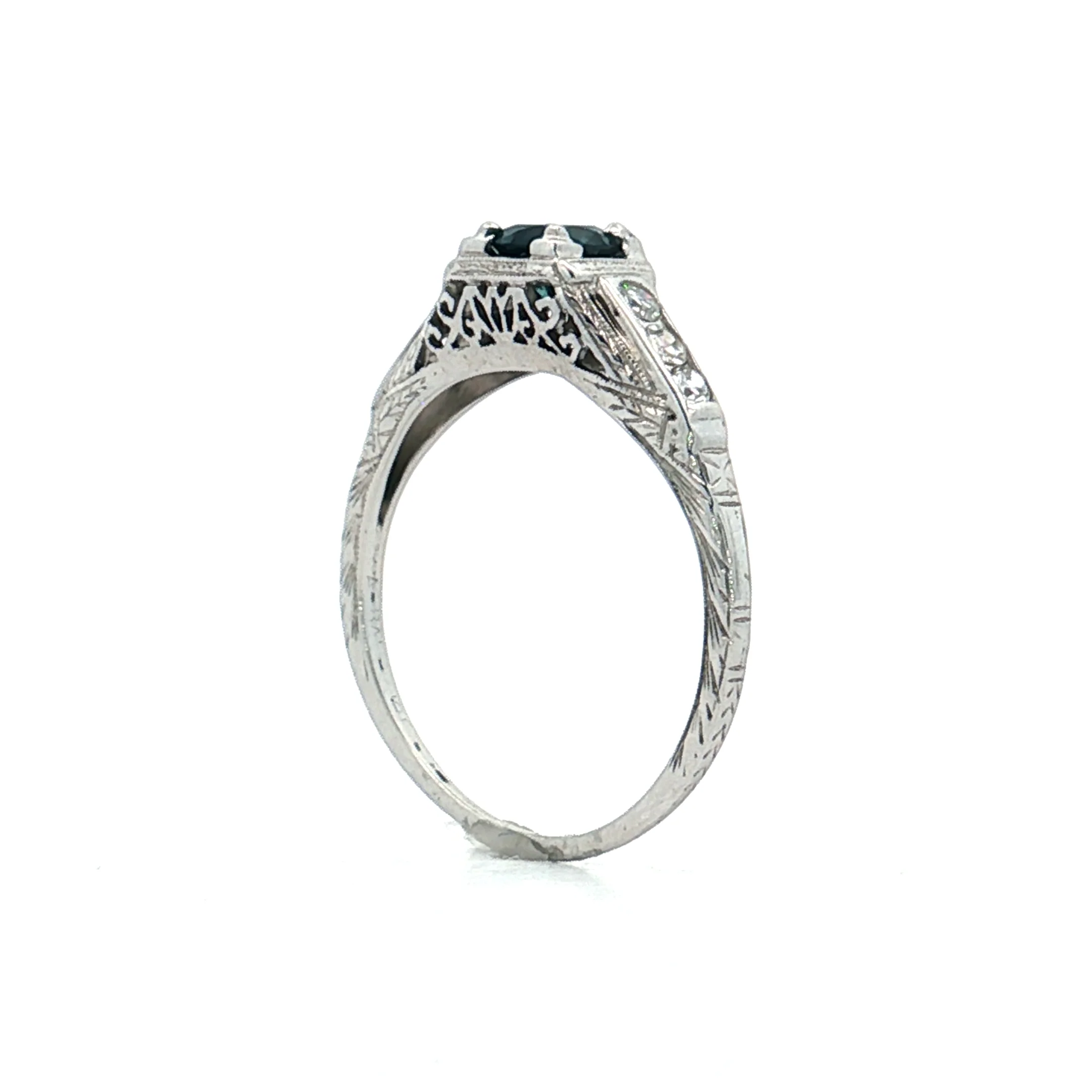 .50 Vintage Deco Sapphire Engagement Ring 18k - Image 5