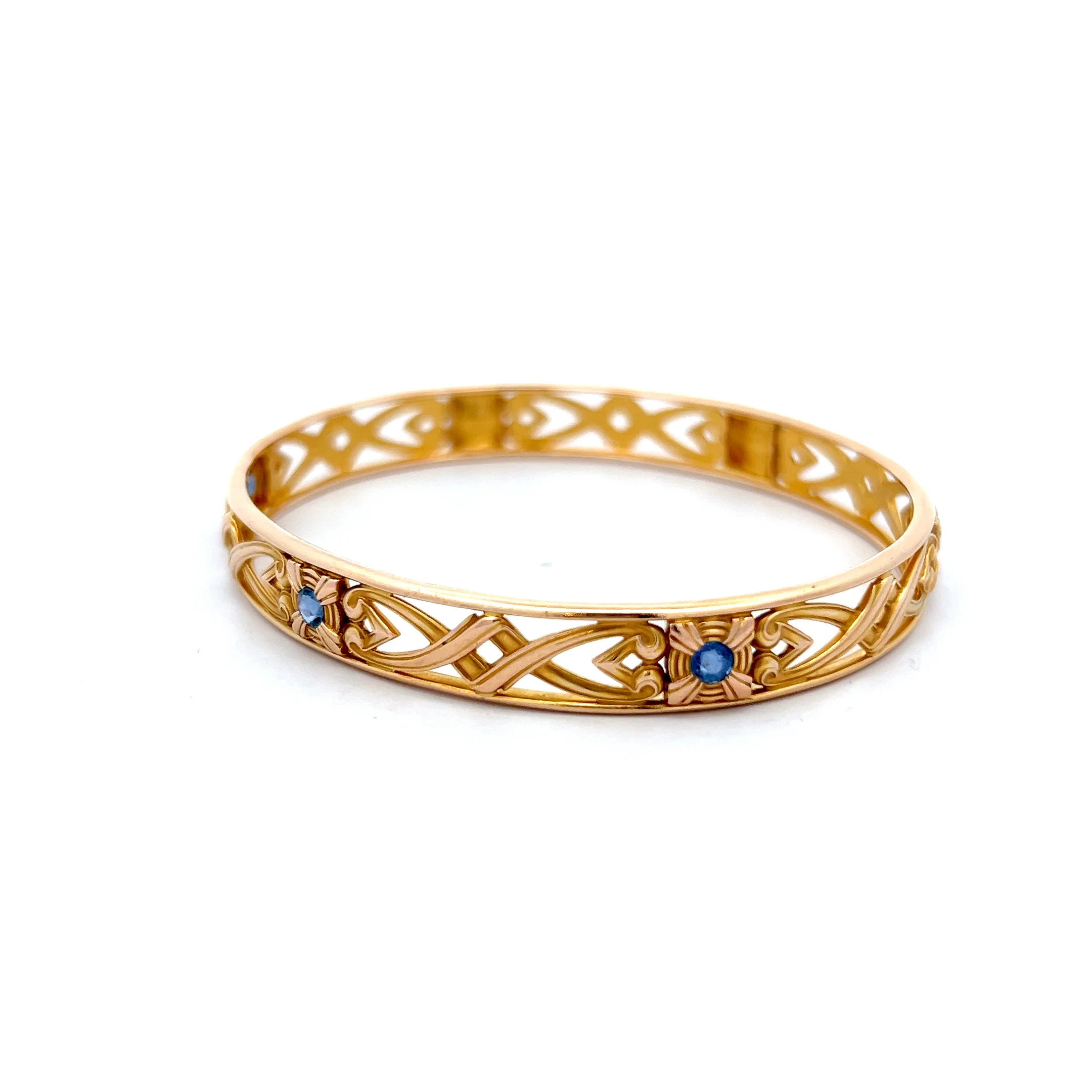 .51 Antique Art Nouveau Sapphire Bangle Bracelet in 14k - Image 2